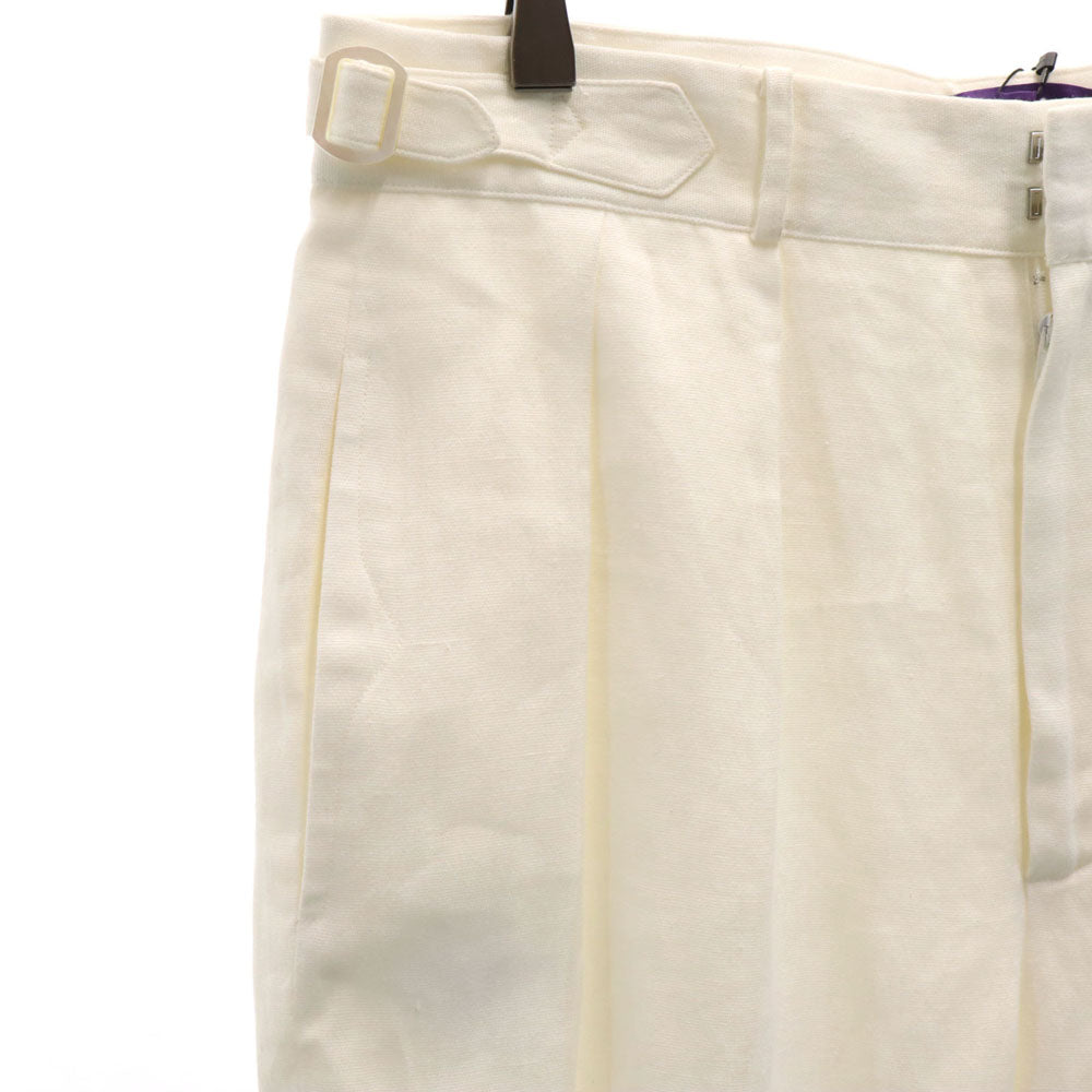 RALPH LAUREN ラルフローレン 未使用 USA製 リネンブレンド パープルレーベル クロップドパンツ 6 ホワイト レディース