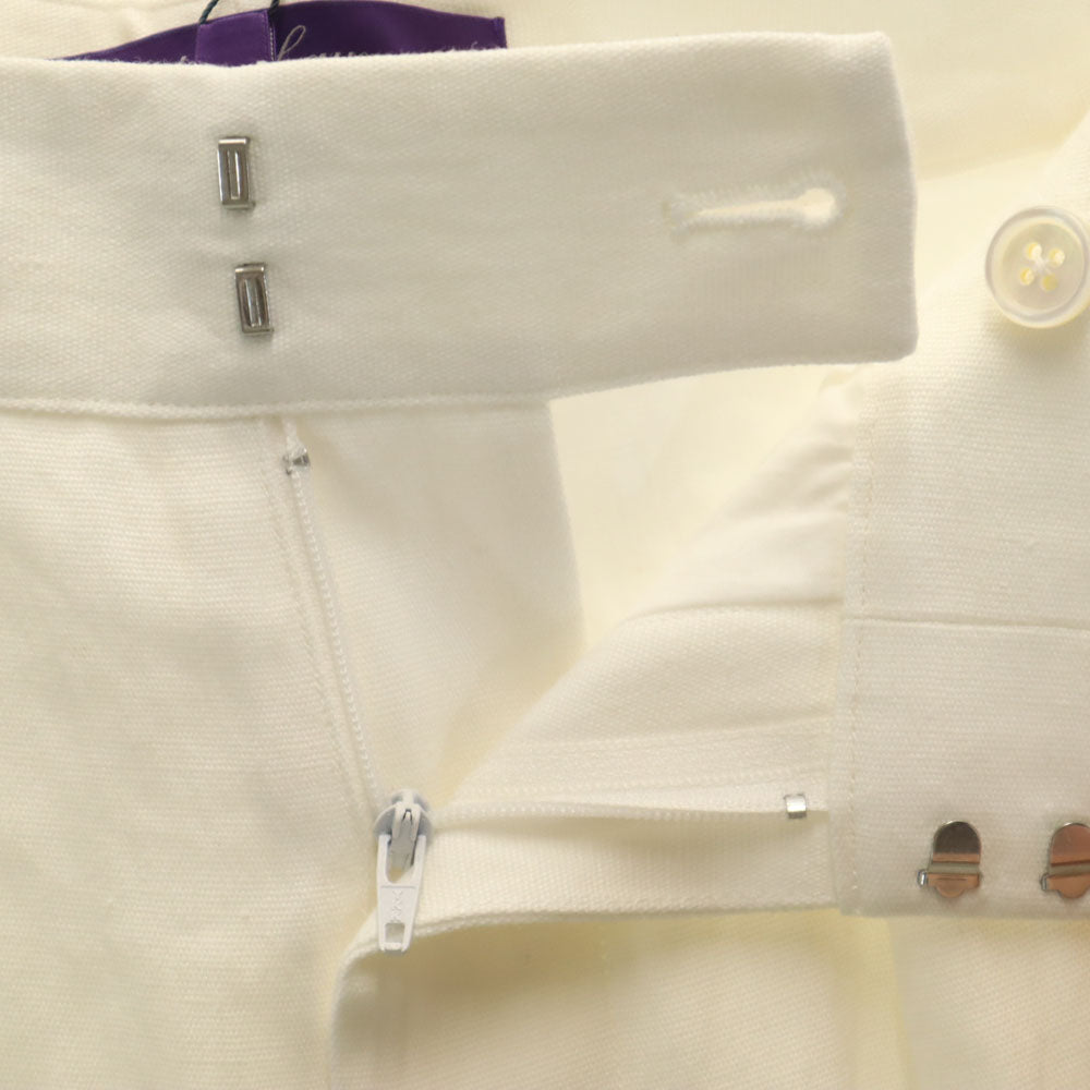 RALPH LAUREN ラルフローレン 未使用 USA製 リネンブレンド パープルレーベル クロップドパンツ 6 ホワイト レディース