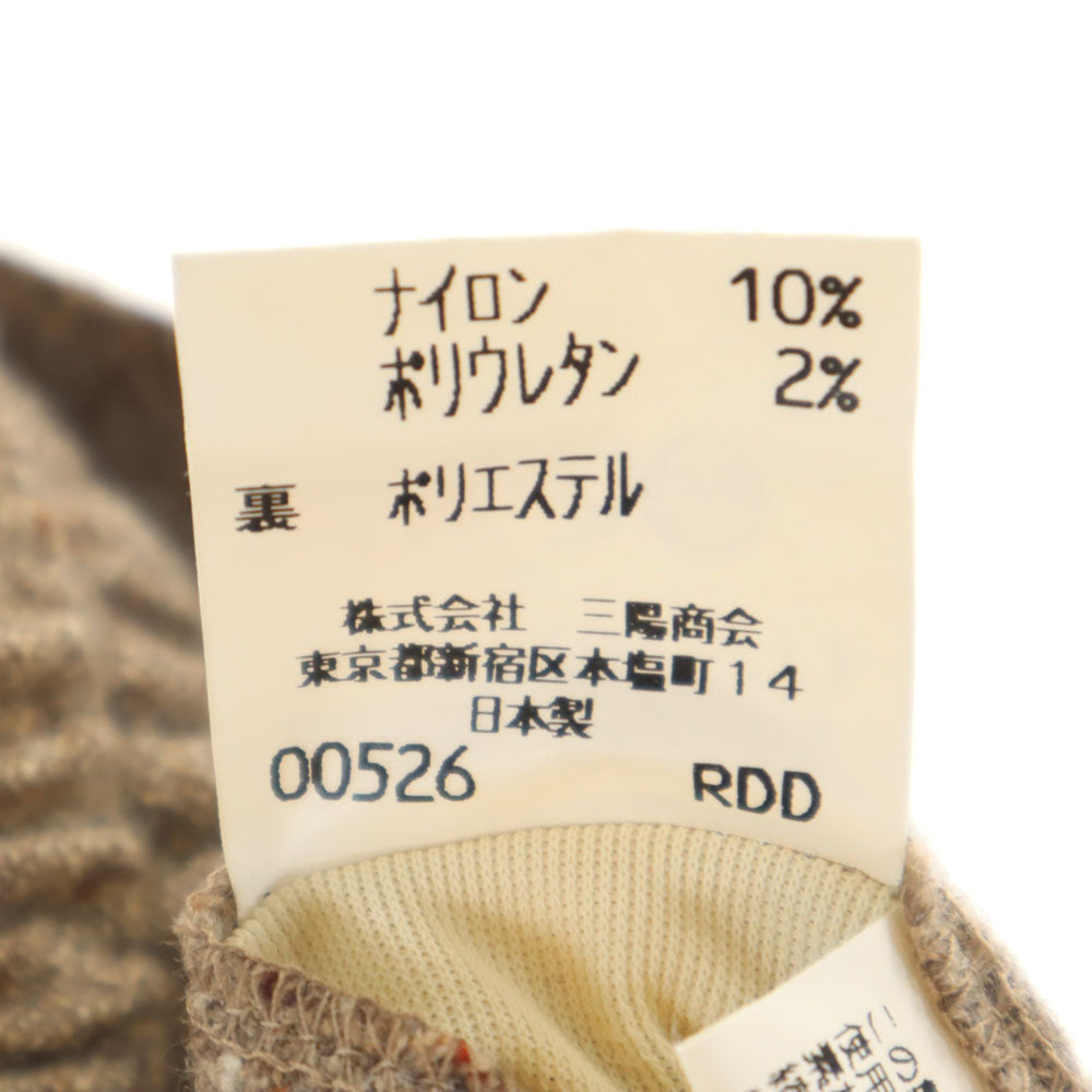 BURBERRY GOLF バーバリーゴルフ 三陽商会 日本製 ネップ入り ウールパンツ L グレージュ レディース