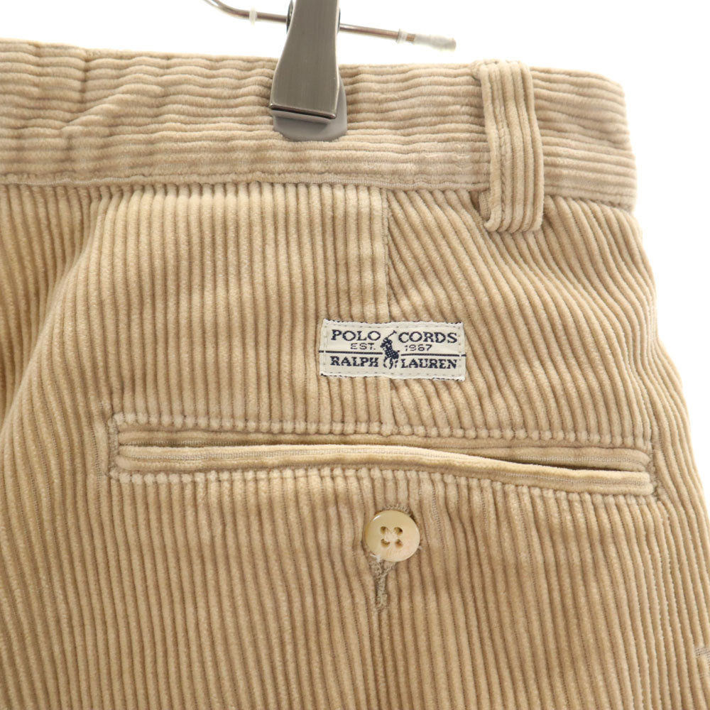 POLO RALPH LAUREN ポロラルフローレン 90s オールド コーデュロイパンツ W32 ベージュ タック メンズ