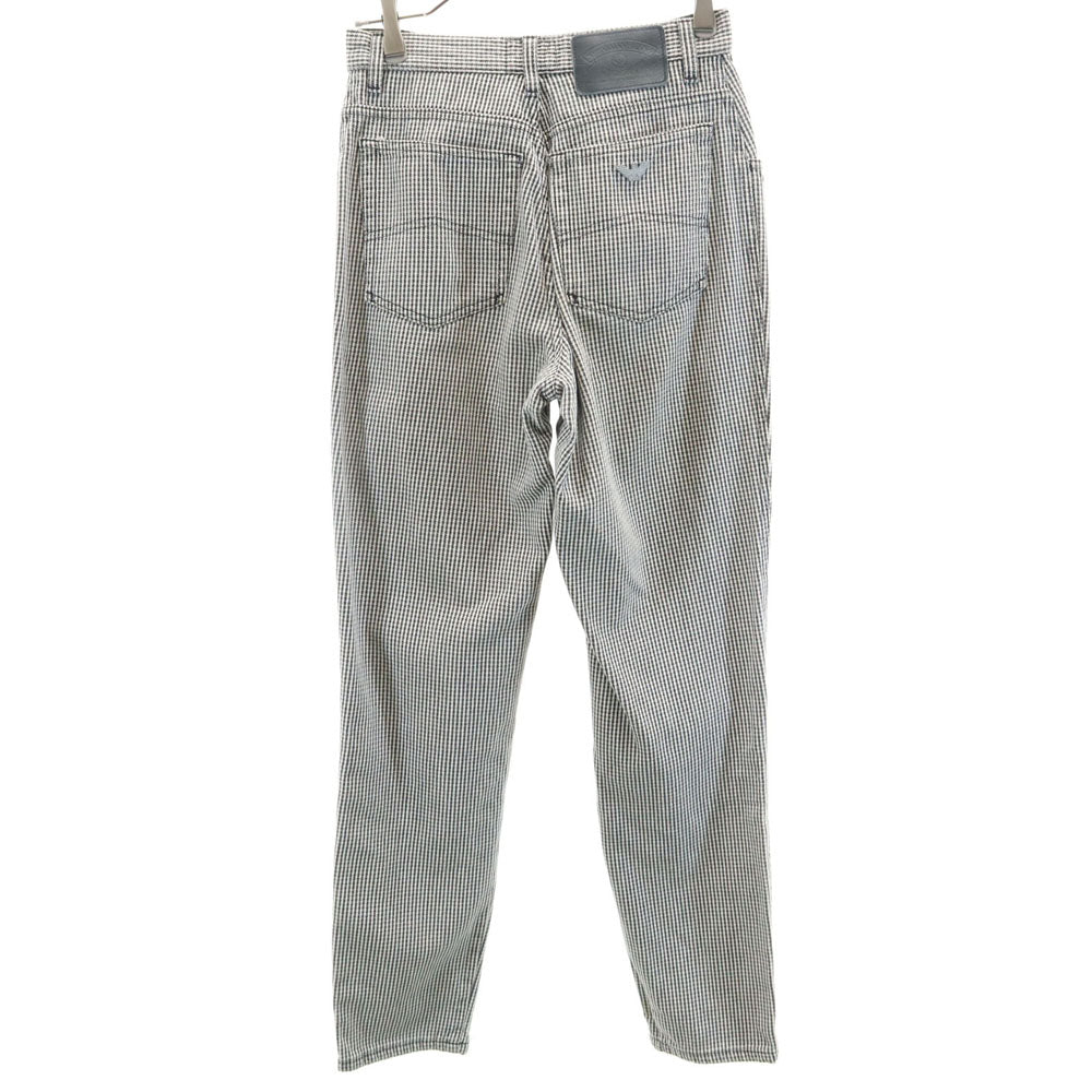ARMANI JEANS アルマーニジーンズ イタリア製 ハウンドトゥース柄 ロングパンツ W28 ホワイト 千鳥格子 レディース