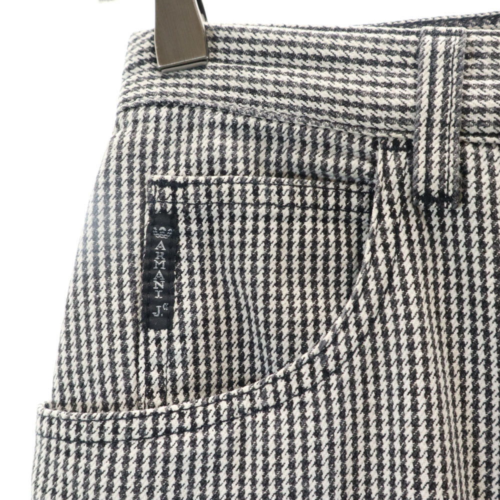 ARMANI JEANS アルマーニジーンズ イタリア製 ハウンドトゥース柄 ロングパンツ W28 ホワイト 千鳥格子 レディース