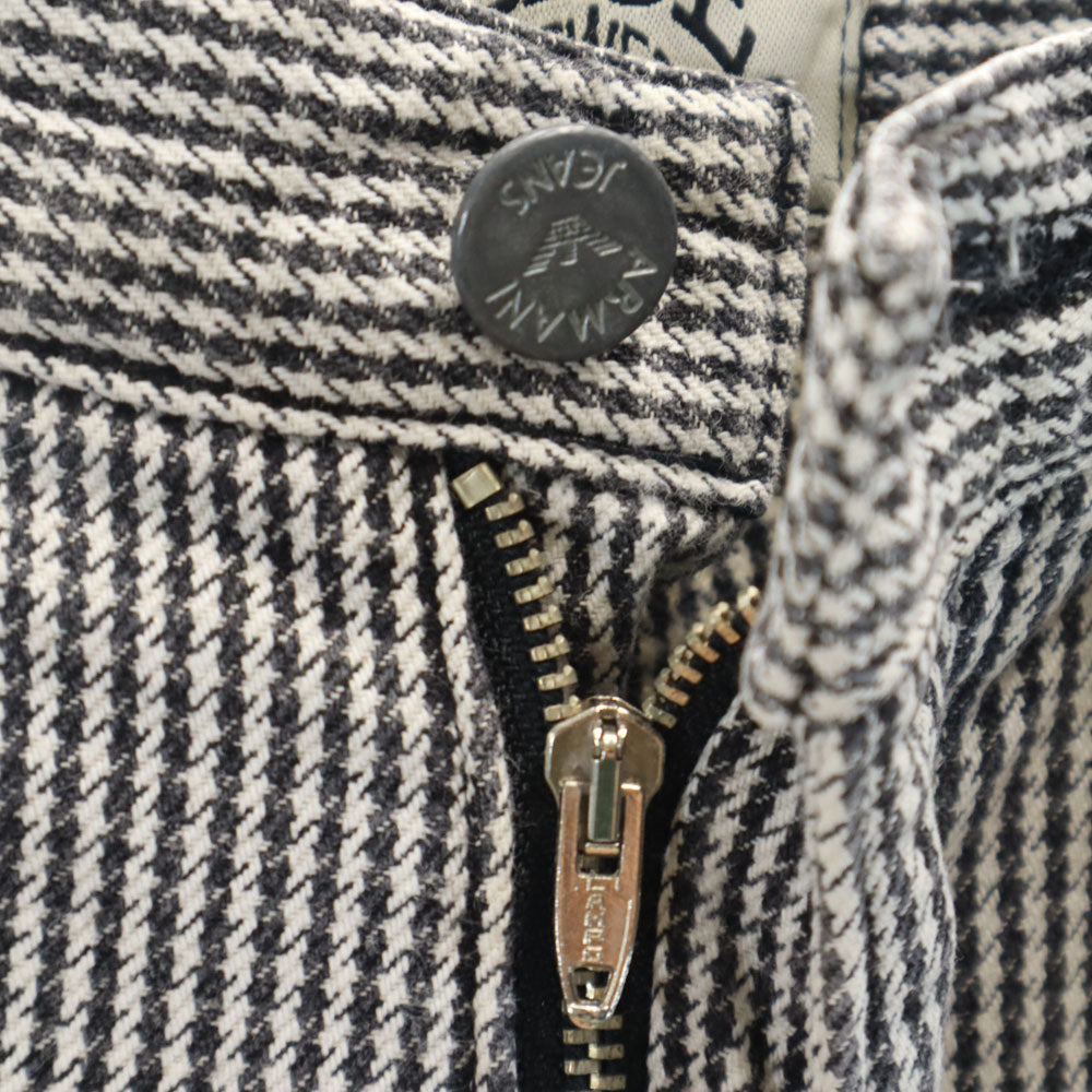ARMANI JEANS アルマーニジーンズ イタリア製 ハウンドトゥース柄 ロングパンツ W28 ホワイト 千鳥格子 レディース