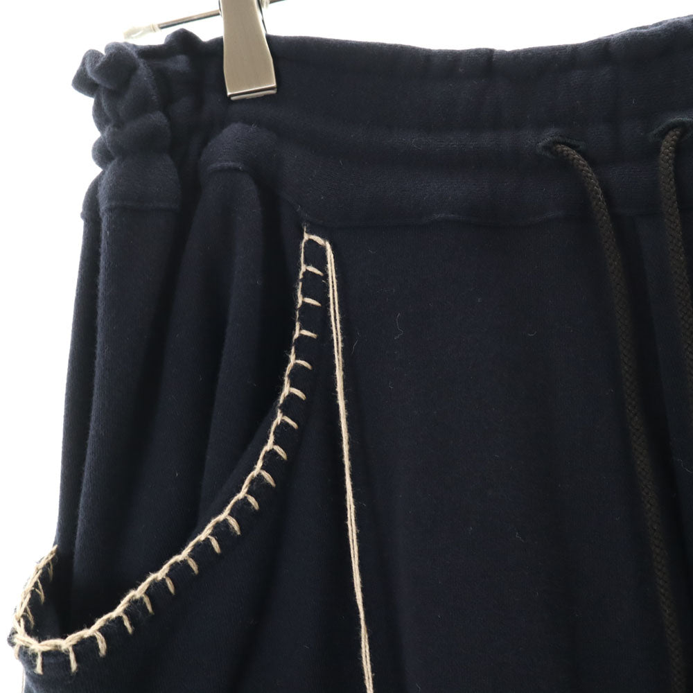 Y's ワイズ 日本製 ブランケットステッチ ワイドパンツ 2 ネイビー メンズ