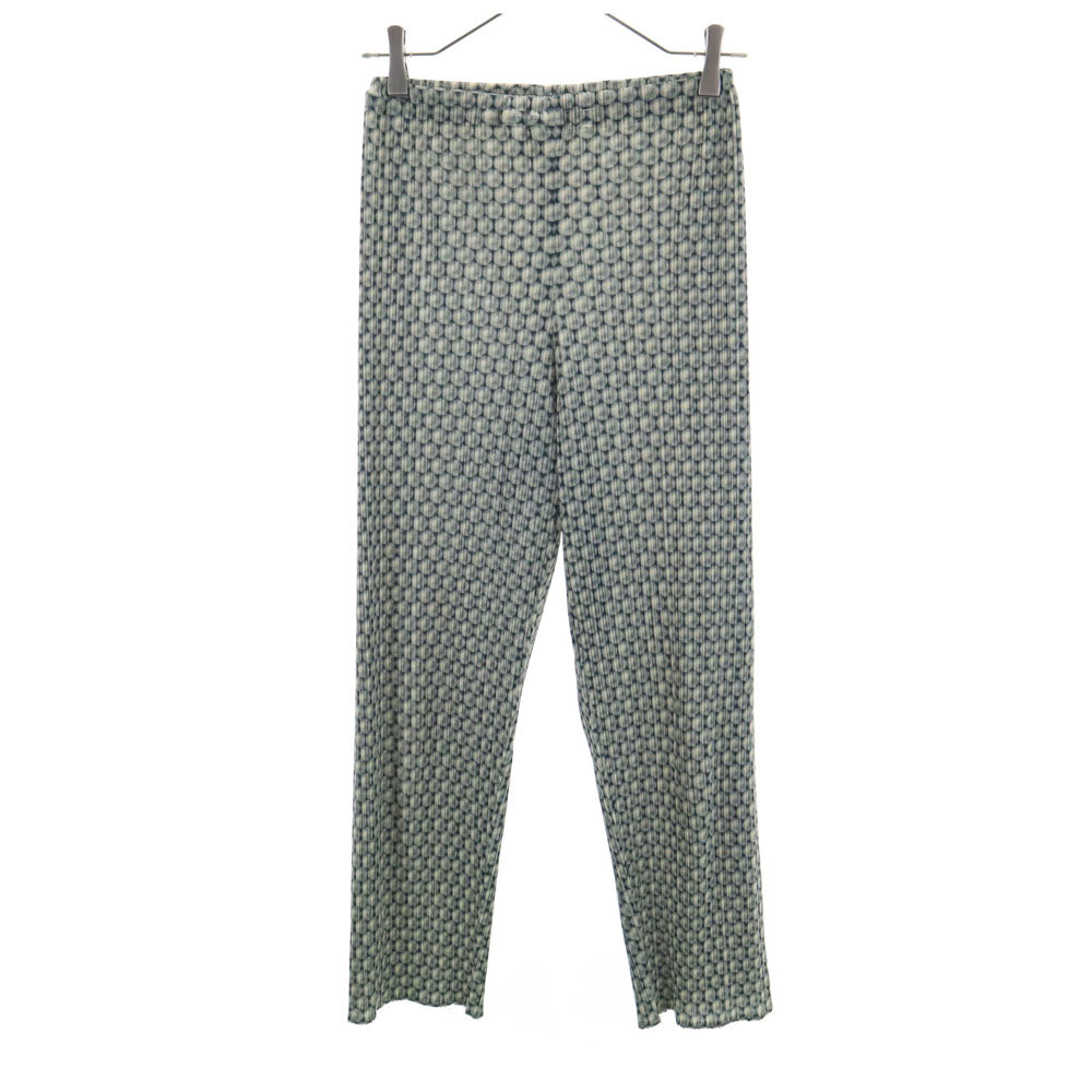 PLEATS PLEASE プリーツプリーズ 90s 日本製 オールド 総柄 イージーパンツ 2 グレー イッセイミヤケ レディース