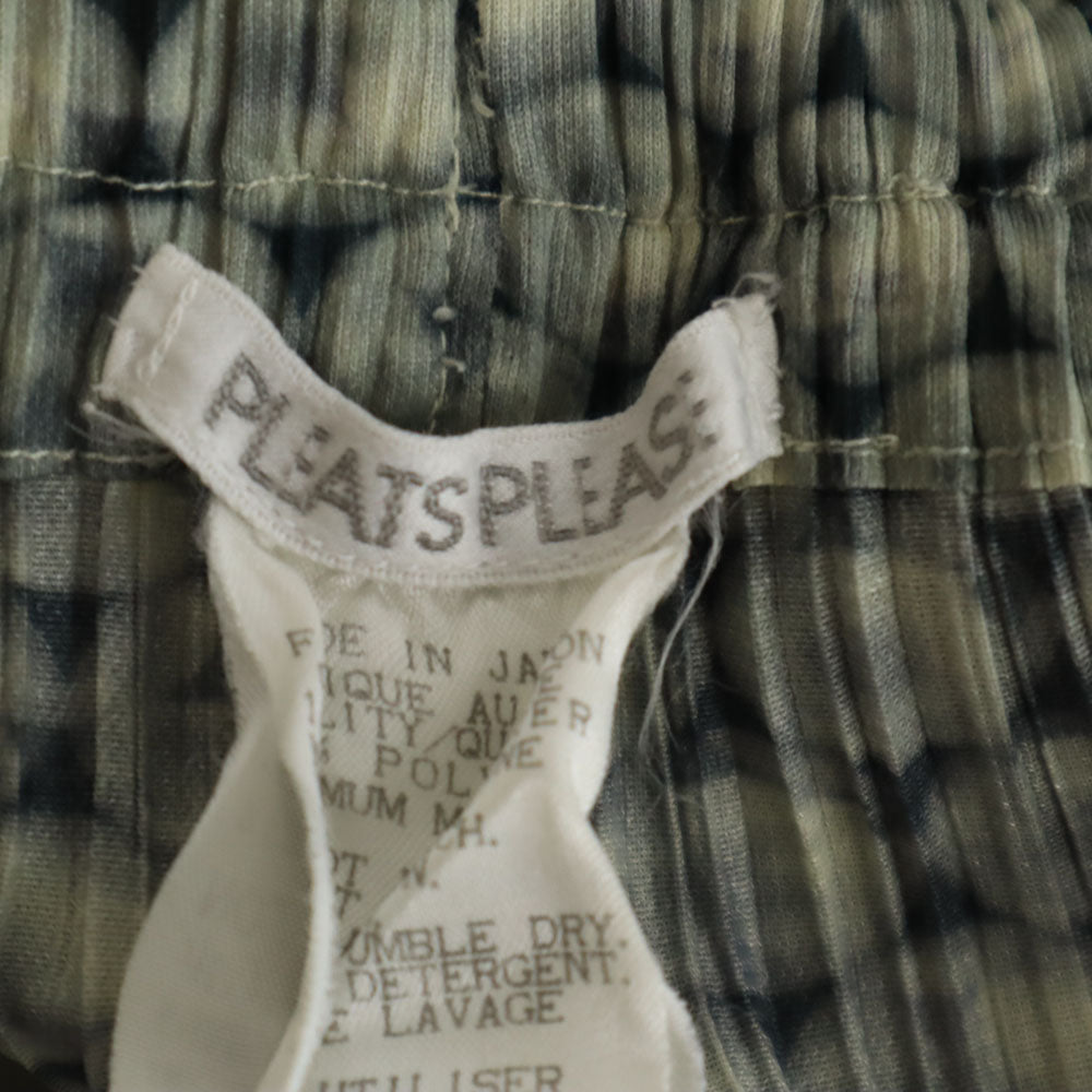 PLEATS PLEASE プリーツプリーズ 90s 日本製 オールド 総柄 イージーパンツ 2 グレー イッセイミヤケ レディース