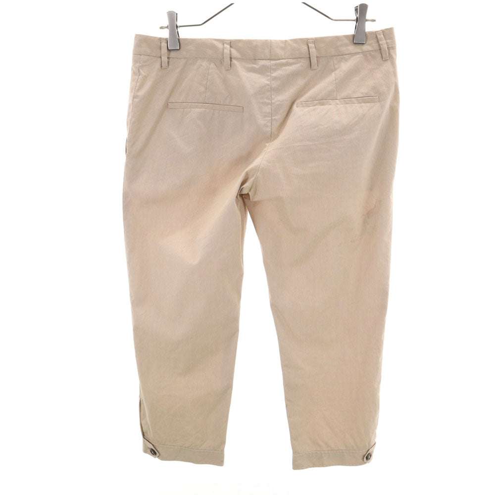 PRADA プラダ イタリア製 ストライプ柄 クロップドパンツ 42S ベージュ レディース