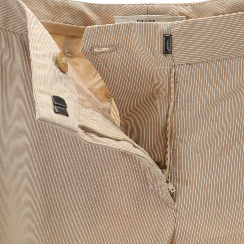 PRADA プラダ イタリア製 ストライプ柄 クロップドパンツ 42S ベージュ レディース