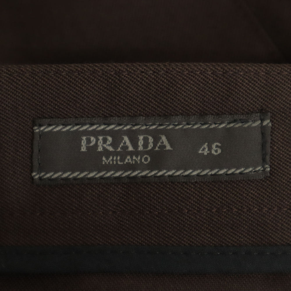 PRADA プラダ イタリア製 パイピングウール スラックスパンツ 46 ブラウン メンズ