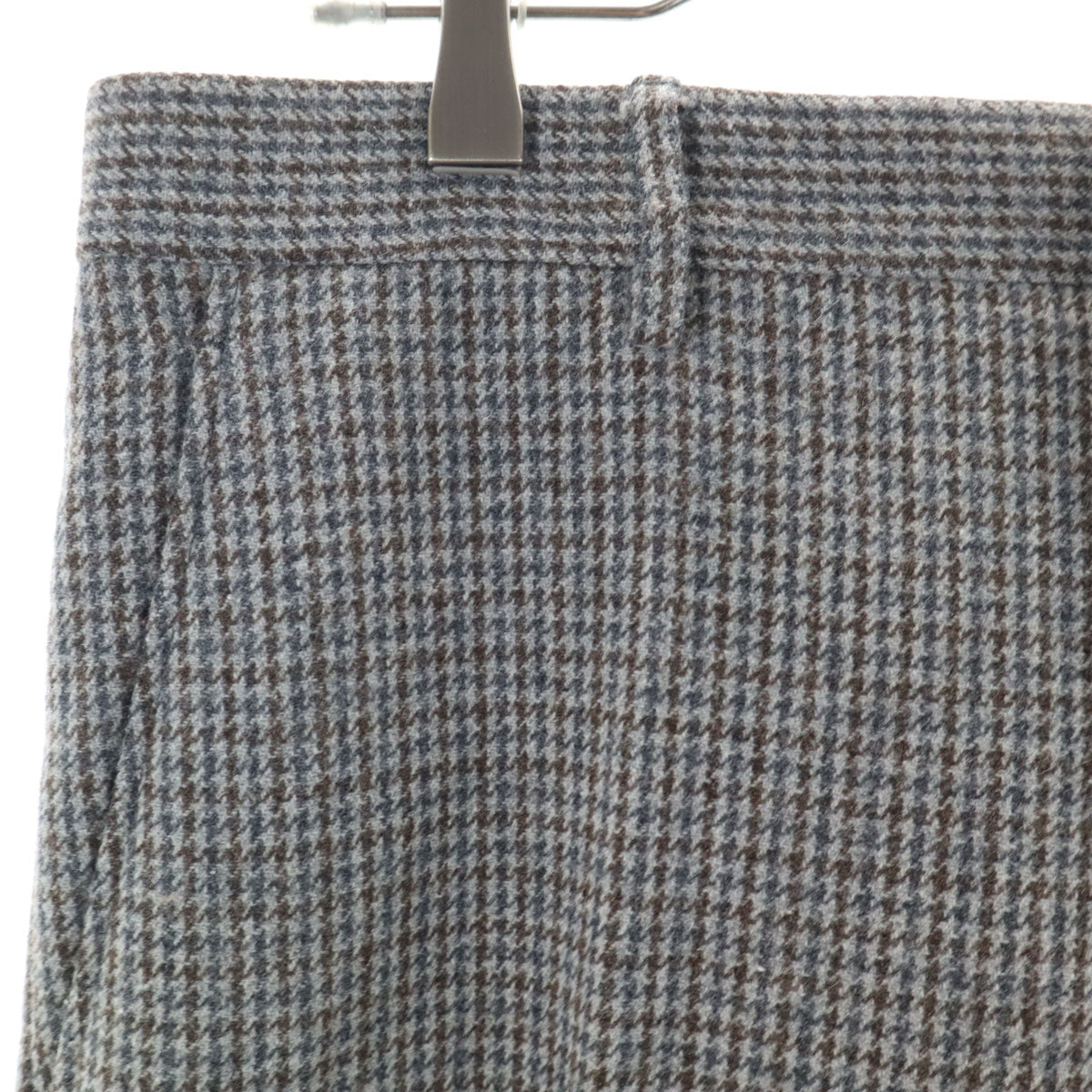MIUMIU ミュウミュウ イタリア製 ウールブレンド ハウンドトゥース柄 スラックスパンツ 46 グレー 千鳥格子 プラダ レディース
