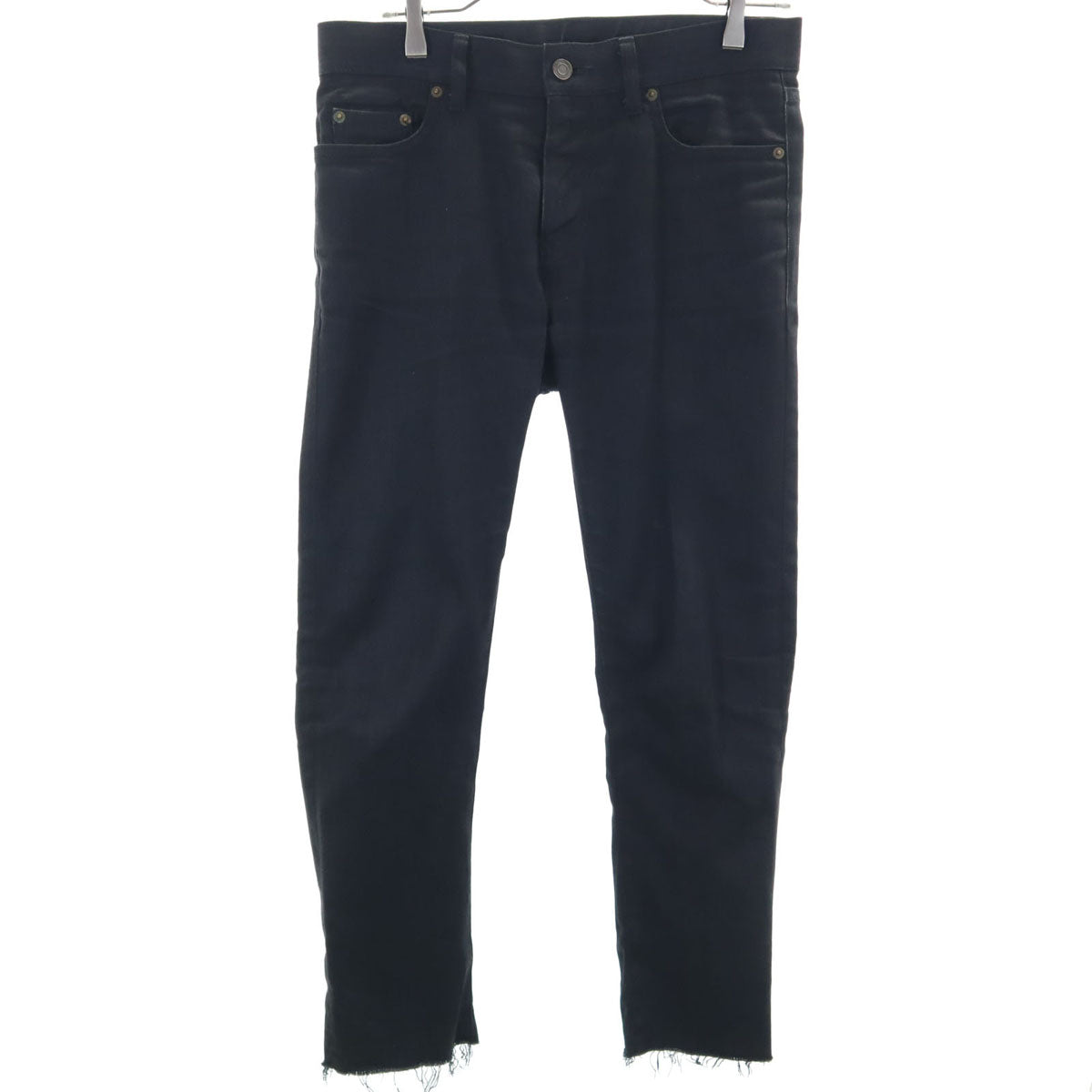 SAINT LAURENT サンローラン 日本製 カットオフ加工 ロングパンツ W29 ブラック レディース