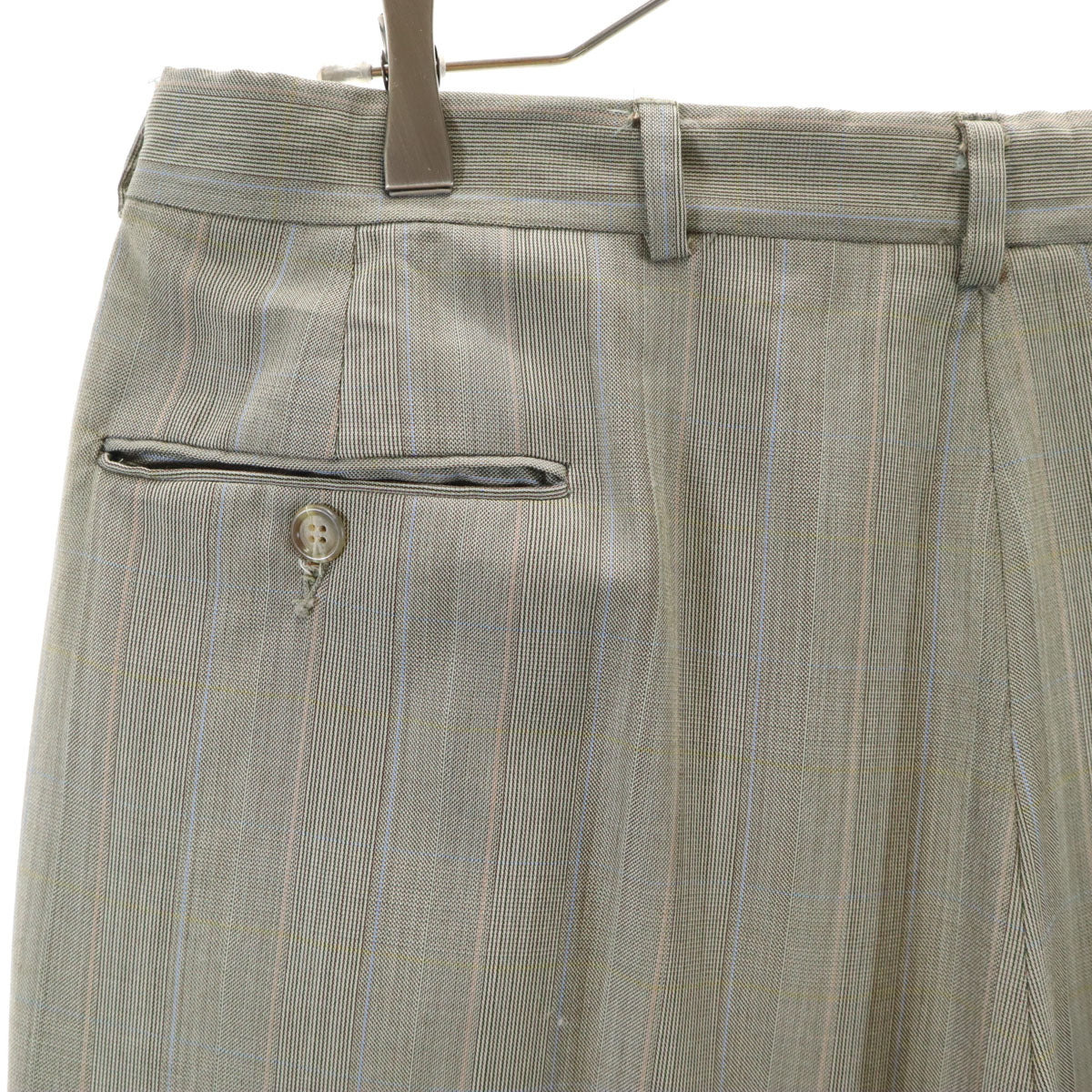 VINTAGE ヴィンテージ 70s チェック柄 トラウザー パンツ ネイビー ビッグサイズ メンズ