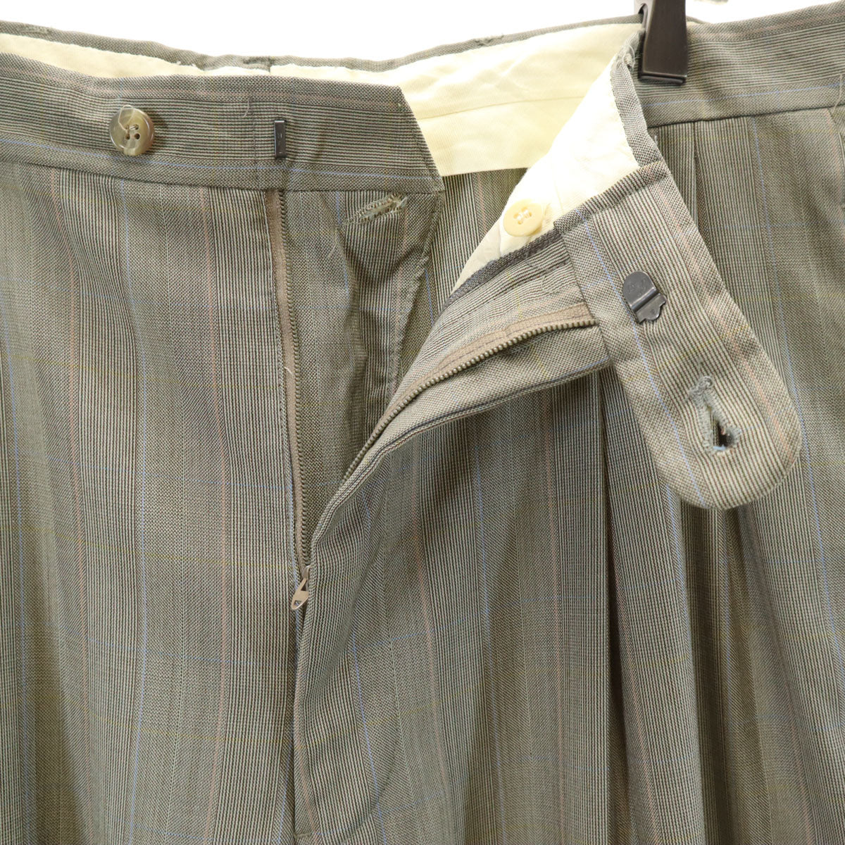 VINTAGE ヴィンテージ 70s チェック柄 トラウザー パンツ ネイビー ビッグサイズ メンズ