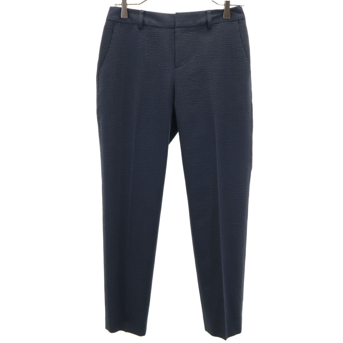 green label relaxing グリーンレーベルリラクシング テーパードパンツ 40 ネイビー サッカー生地 レディース