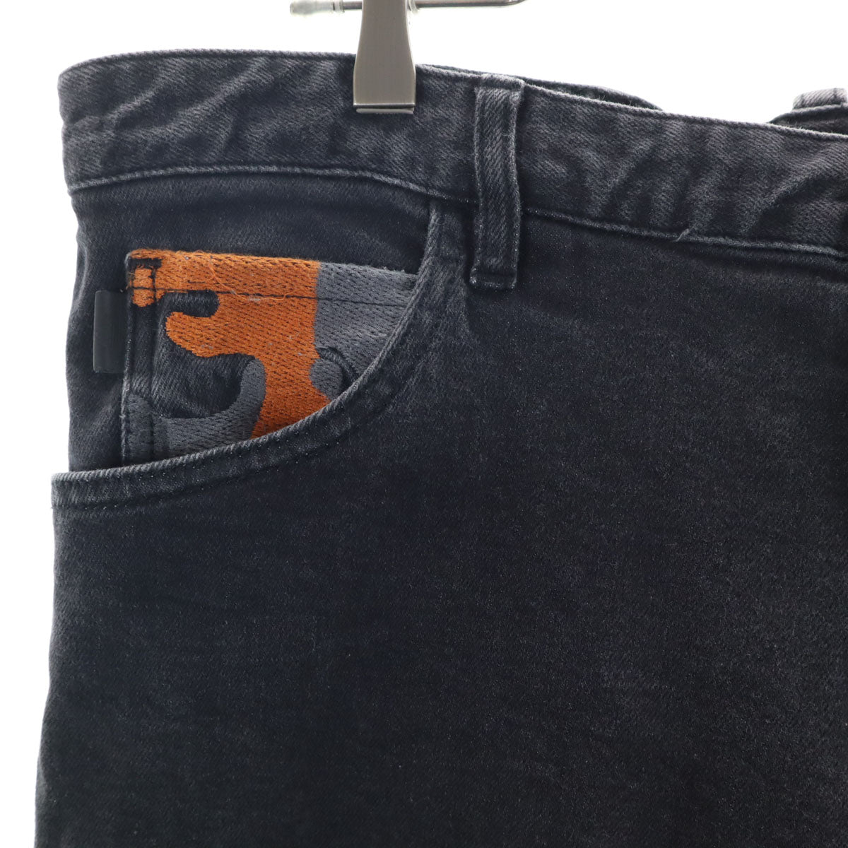 Emporio Armani エンポリオアルマーニ モーリシャス製 カモフラパッチワーク ボタンフライ デニムパンツ w30 グレー アフリカコットン メンズ