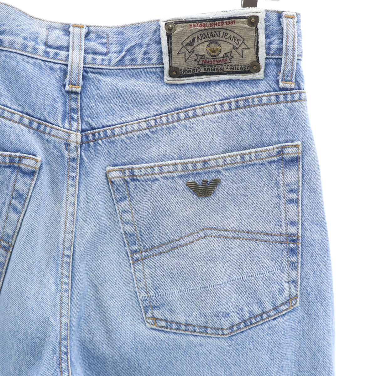 ARMANI JEANS アルマーニジーンズ 90s イタリア製 オールド テーパードデニムパンツ w34 ウォッシュブルー ジーンズ メンズ