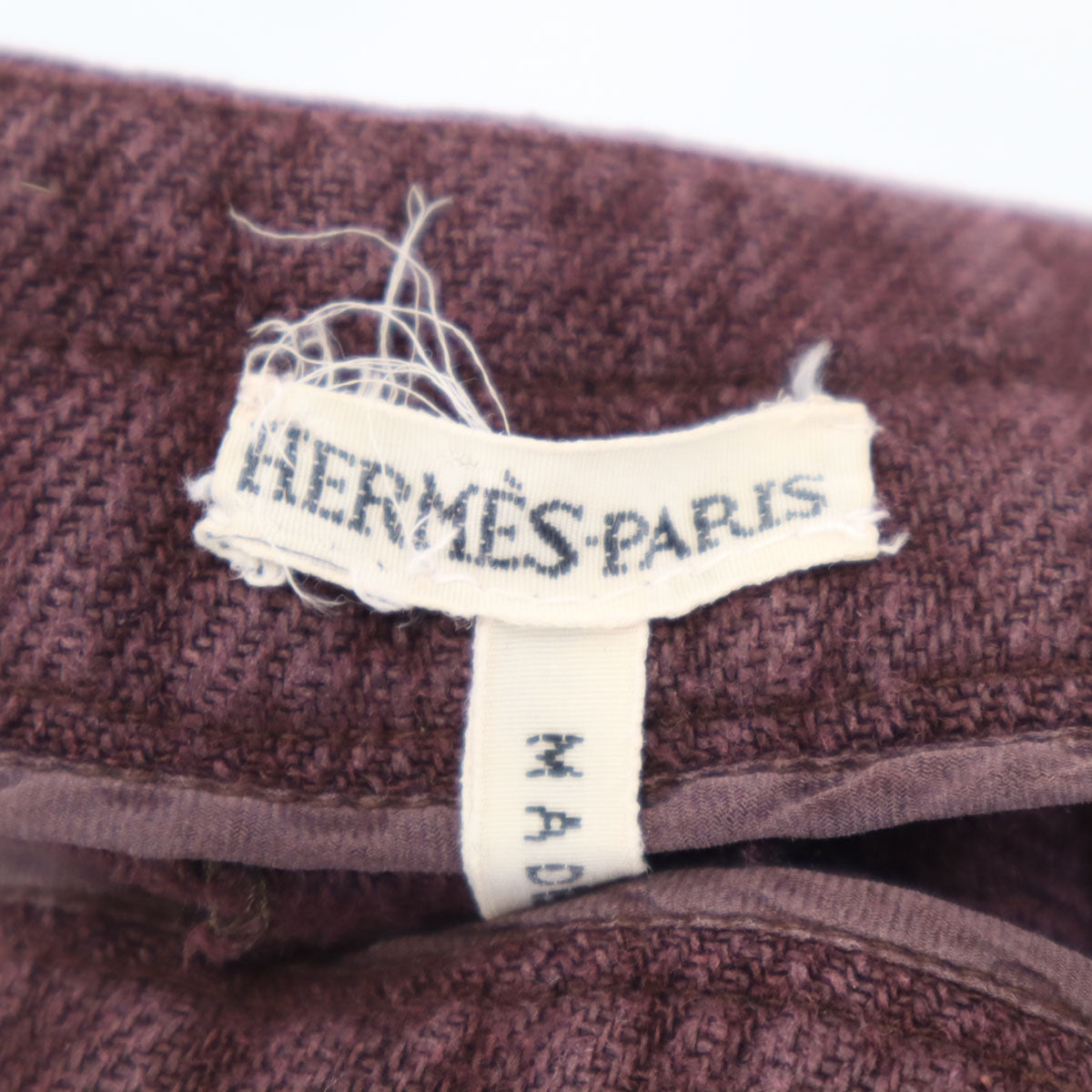 HERMES エルメス イタリア製 リネン ワイドパンツ 34 ボルドー レディース