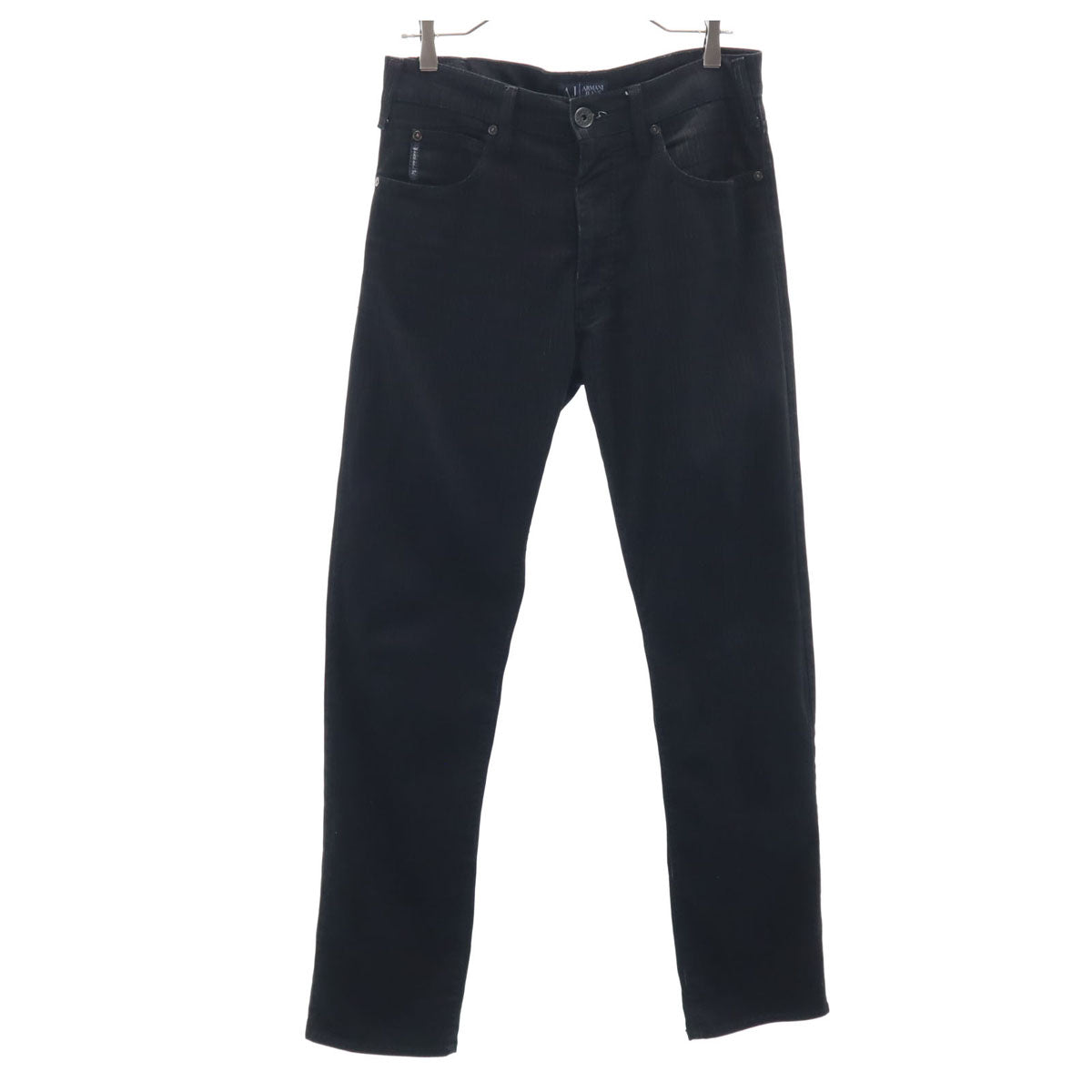 ARMANI JEANS アルマーニジーンズ ストライプ柄 コンフォートフィット ロングパンツ W32 ブラック モールスキン メンズ