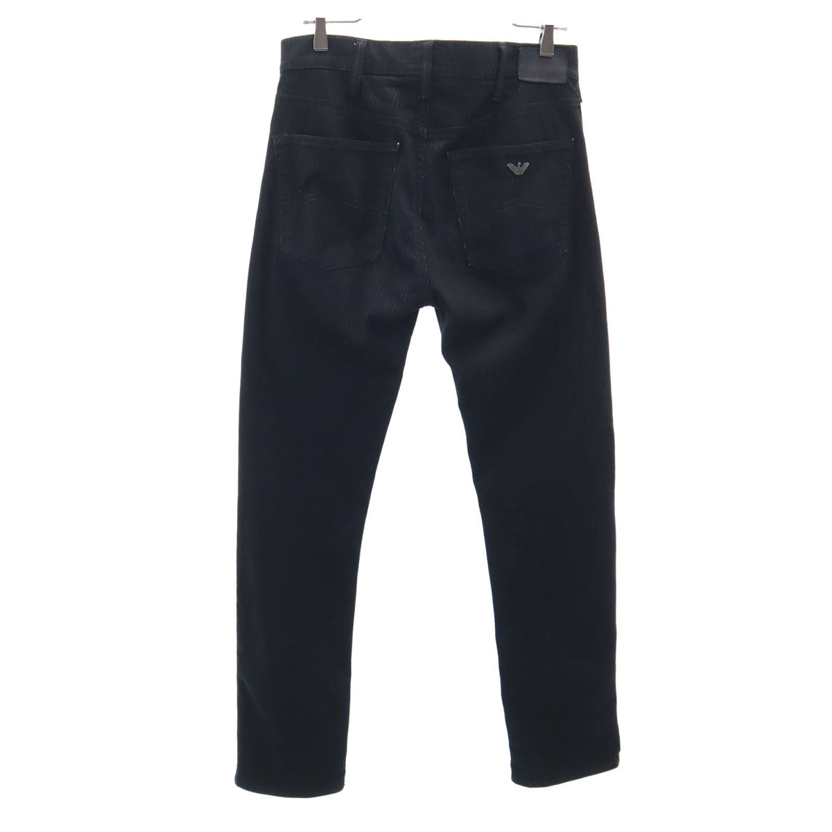 ARMANI JEANS アルマーニジーンズ ストライプ柄 コンフォートフィット ロングパンツ W32 ブラック モールスキン メンズ