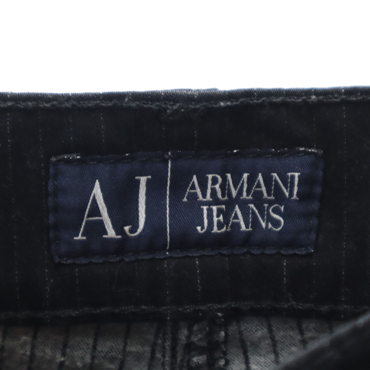 ARMANI JEANS アルマーニジーンズ ストライプ柄 コンフォートフィット ロングパンツ W32 ブラック モールスキン メンズ