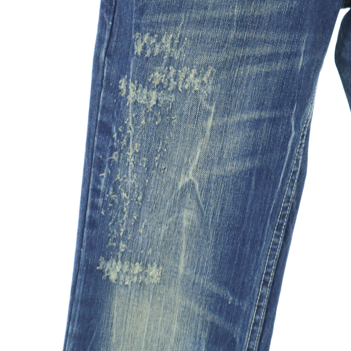 未使用 RED PEPPER レッドペッパー フラッシャー付き バック刺繍 ヴィンテージ加工 ブーツカットデニムパンツ W25 インディゴブルー ジーンズ レディース