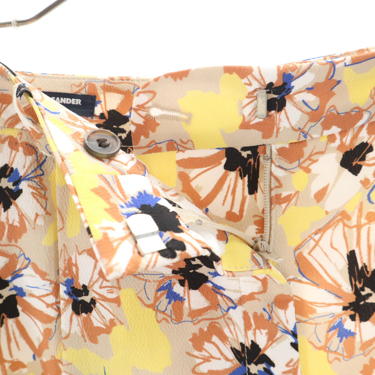 JIL SANDER NAVY ジルサンダーネイビー イタリア製 花柄 スラックスパンツ 34 ベージュ レディース