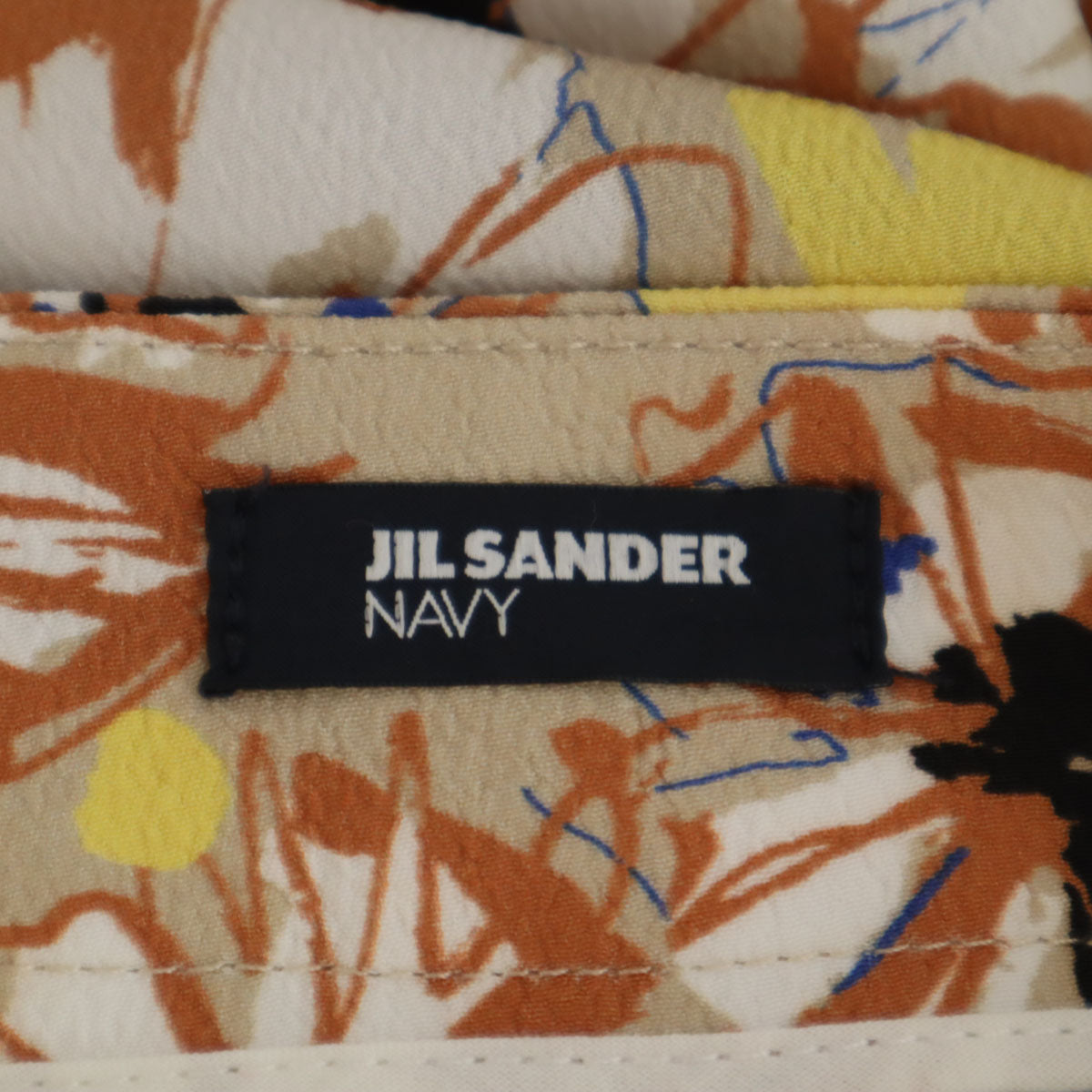 JIL SANDER NAVY ジルサンダーネイビー イタリア製 花柄 スラックスパンツ 34 ベージュ レディース