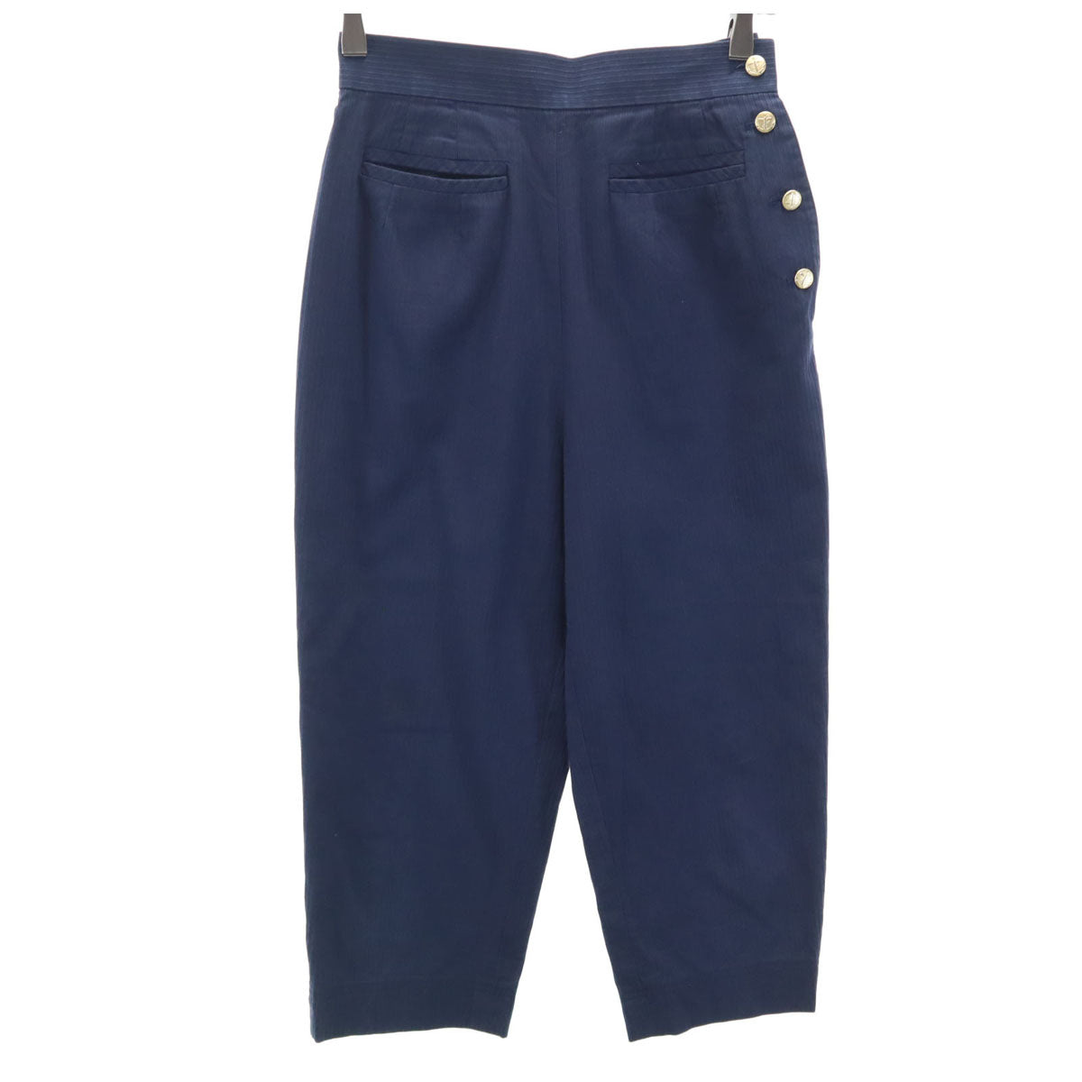 miss chloe ミスクロエ 日本製 ストライプ柄 クロップドパンツ 40 ネイビー マリン レディース