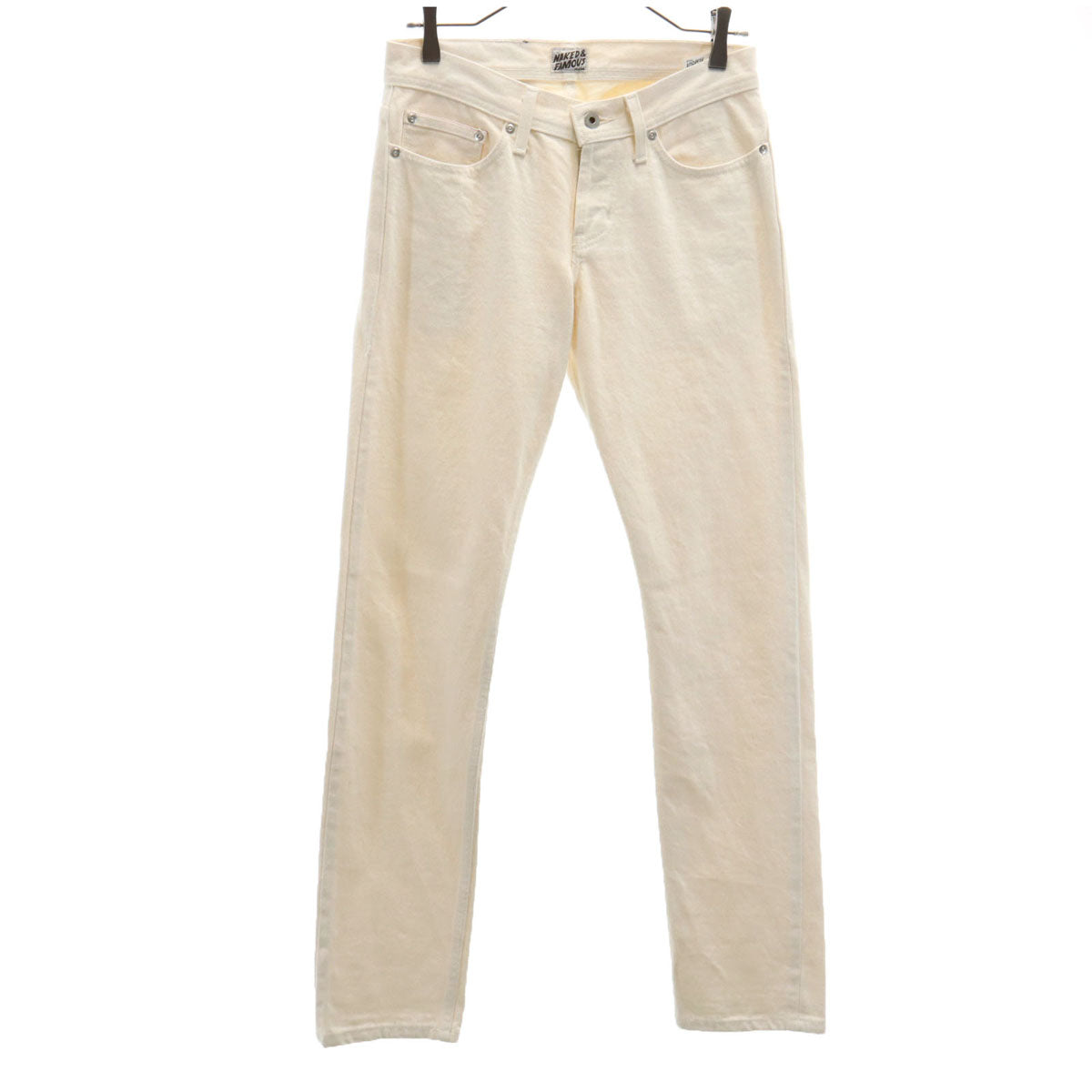 Naked & Famous ネイキッドアンドフェイマス スキニーデニムパンツ w29 ホワイト ボタンフライ メンズ