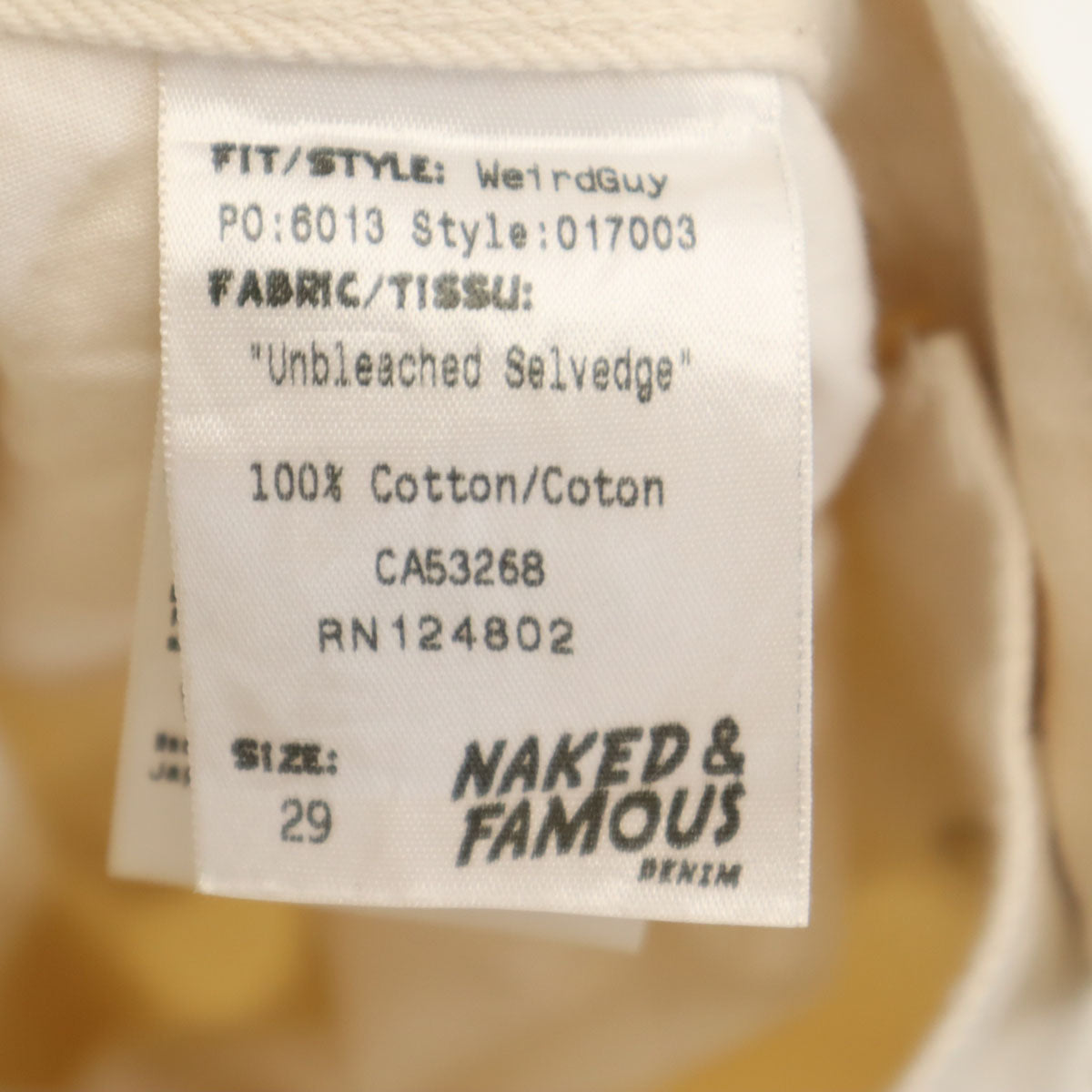 Naked & Famous ネイキッドアンドフェイマス スキニーデニムパンツ w29 ホワイト ボタンフライ メンズ