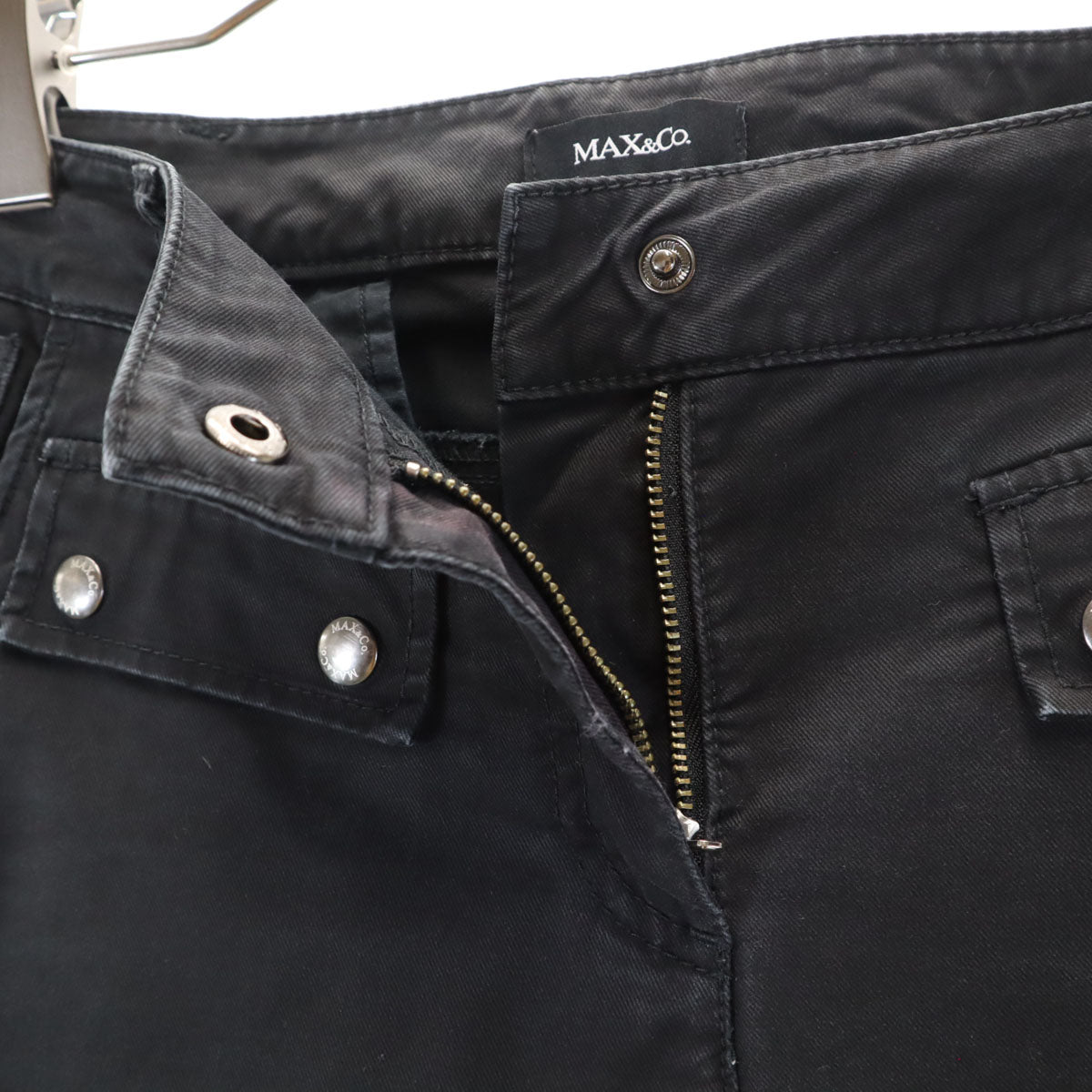 MAX&CO マックスアンドコー ストレートパンツ 38 黒 ストレッチ レディース
