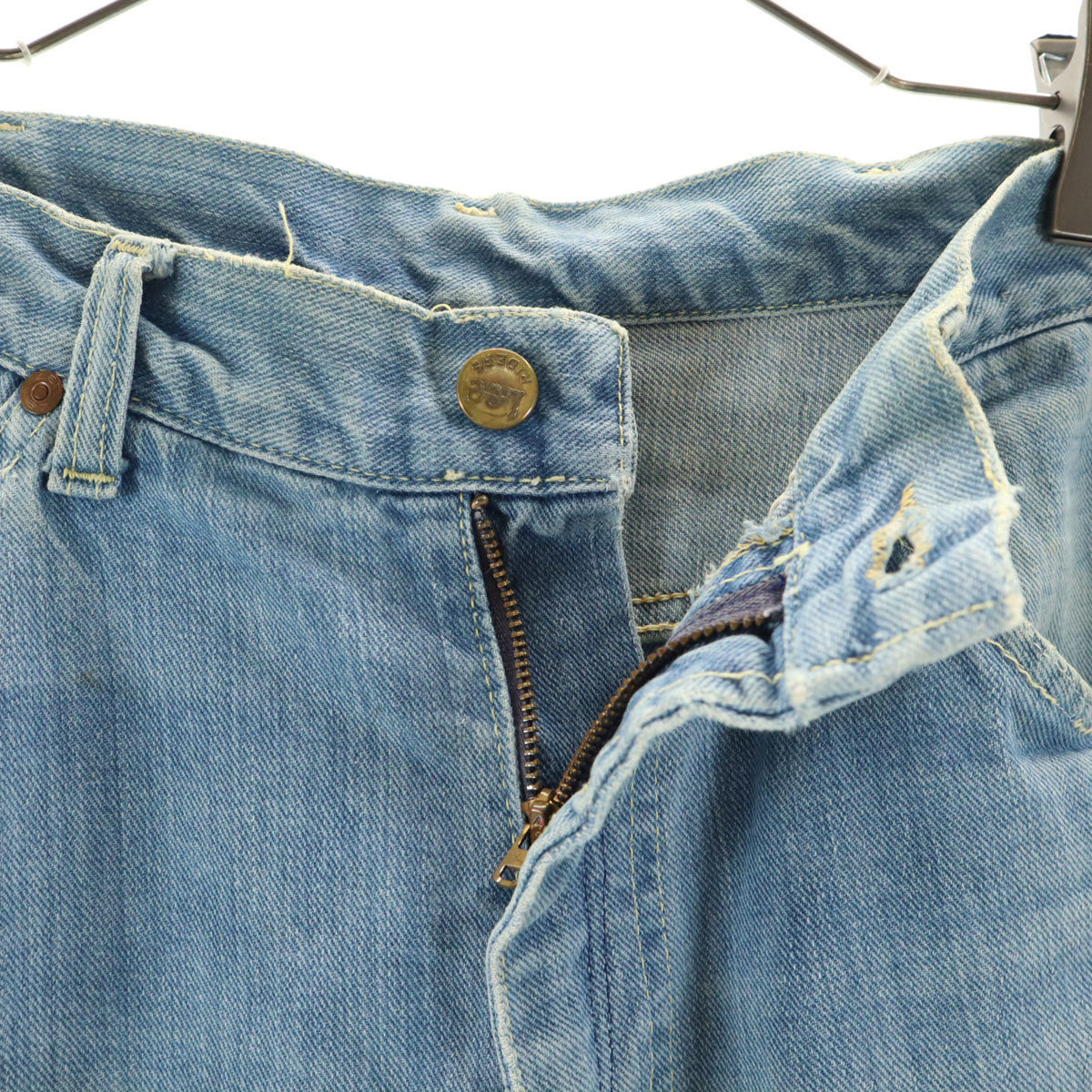 Levi's リーバイス 70s ヴィンテージ 42タロン ビッグE ボタン裏32 ストライプ柄 スタプレ フレアデニムパンツ レディース