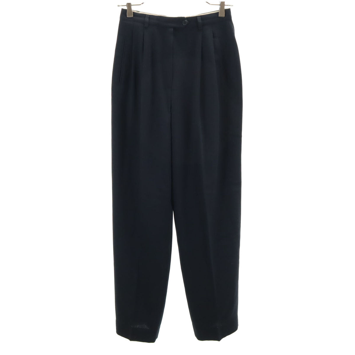 Emporio Armani エンポリオアルマーニ 90s イタリア製 オールド ハイウエスト テーパードパンツ 42 ブラック タック レディース