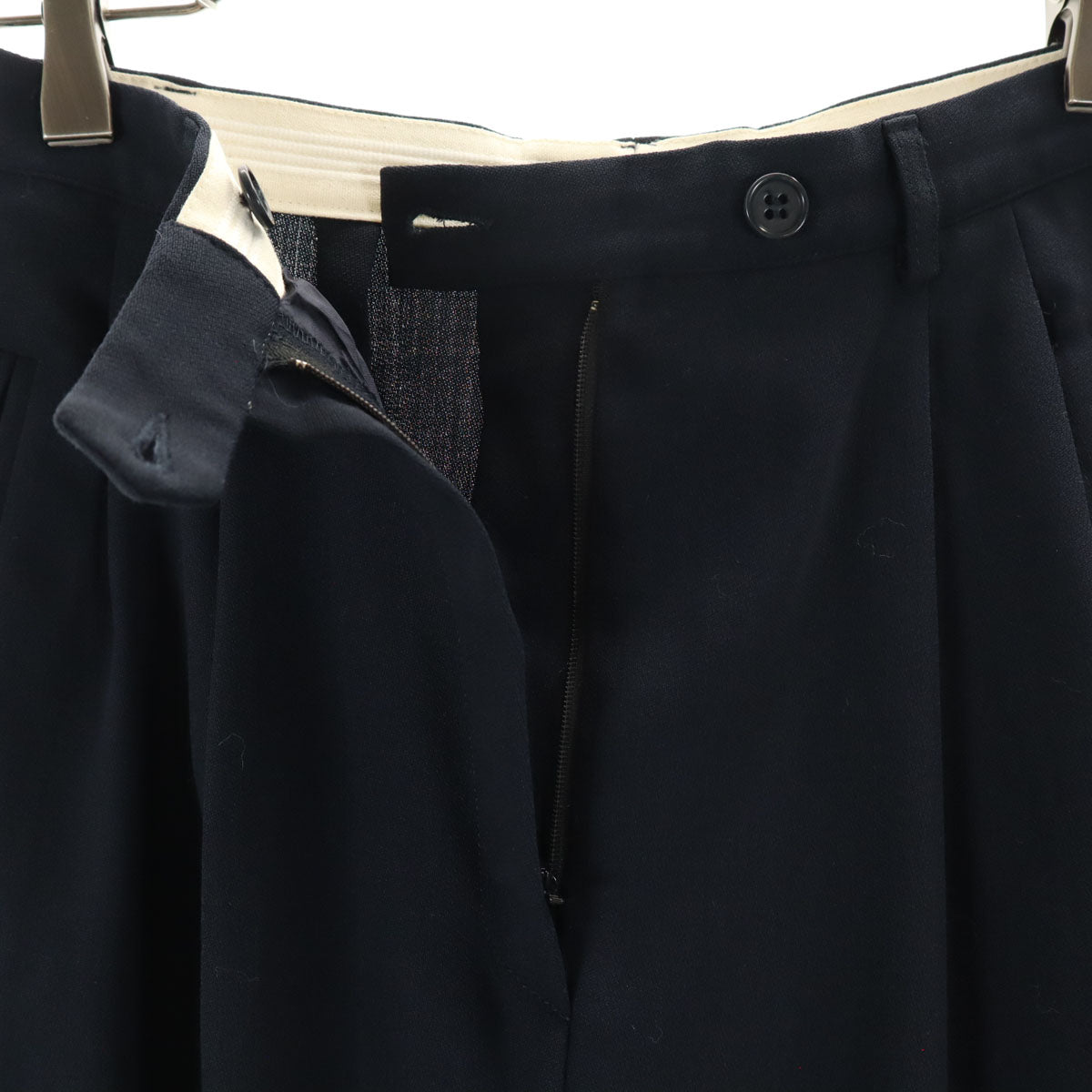 Emporio Armani エンポリオアルマーニ 90s イタリア製 オールド ハイウエスト テーパードパンツ 40 ネイビー タック レディース
