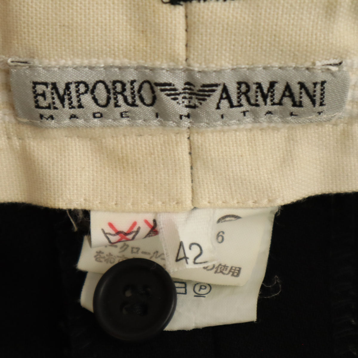 Emporio Armani エンポリオアルマーニ 90s イタリア製 オールド ハイウエスト テーパードパンツ 42 ブラック タック レディース