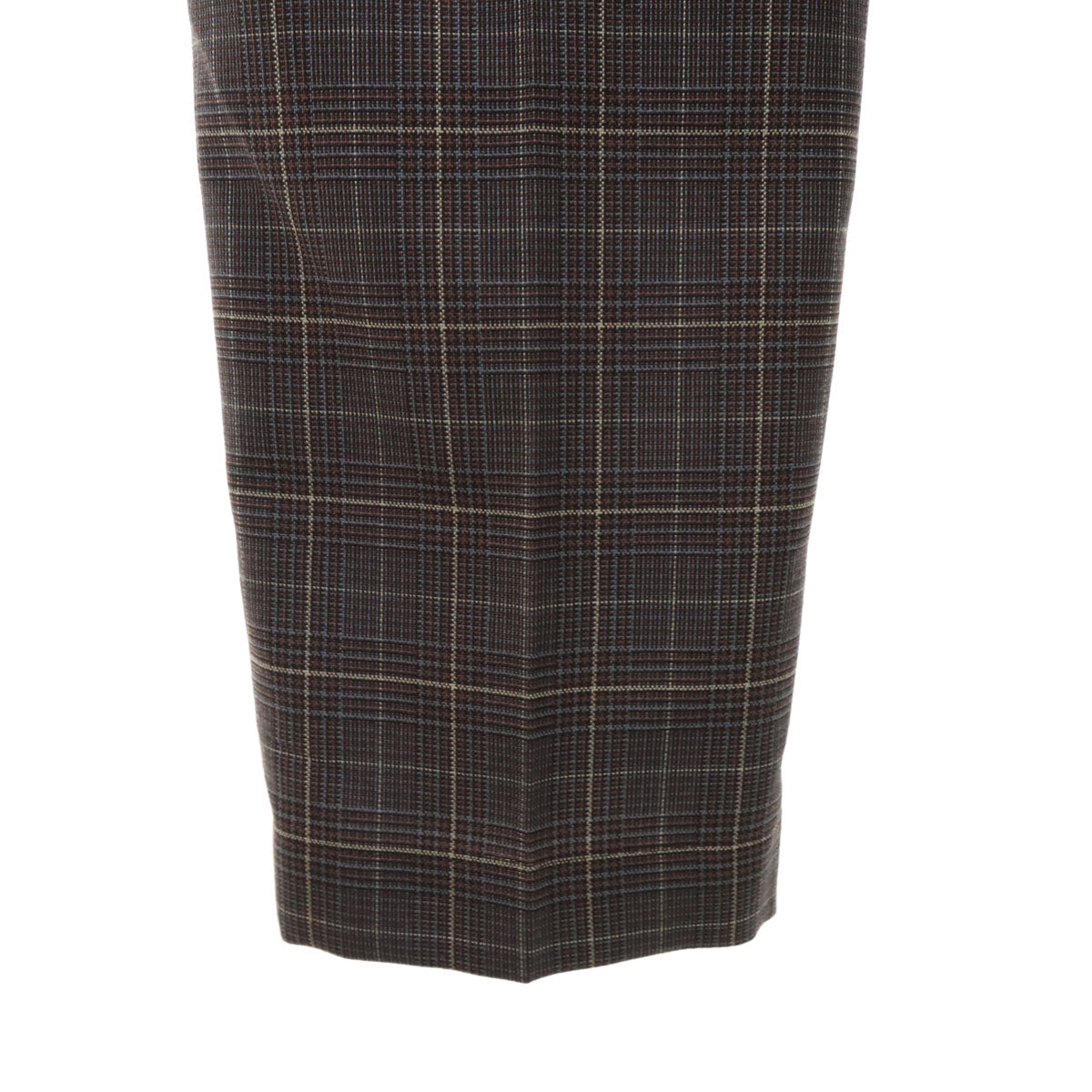 green label relaxing グリーンレーベルリラクシング ウールブレンド チェック柄 ベルテッド テーパードパンツ 36 ネイビー系 レディース