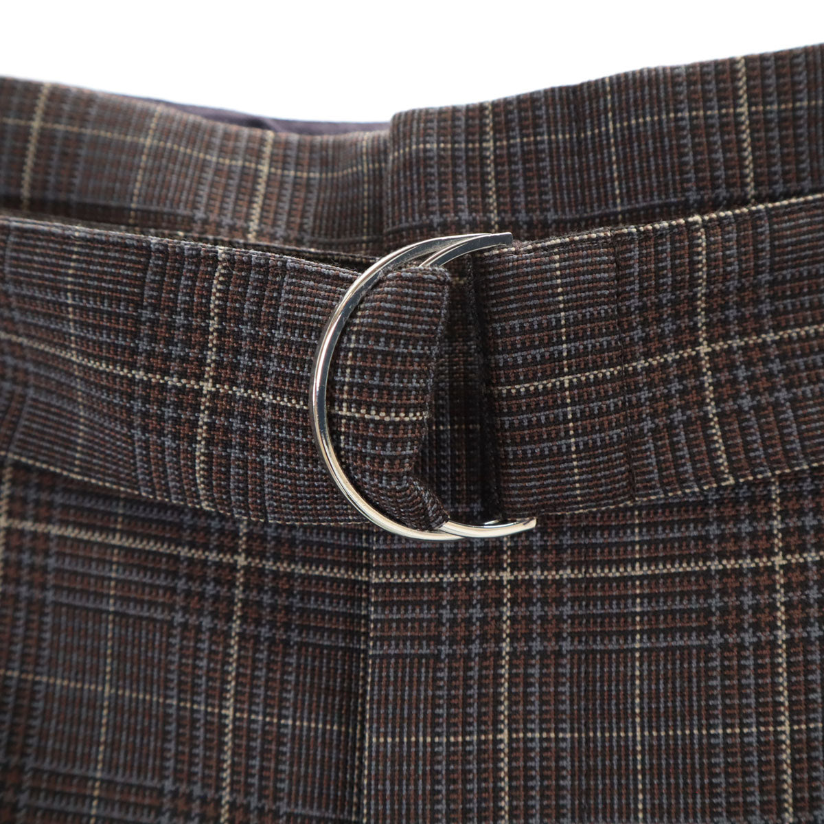 green label relaxing グリーンレーベルリラクシング ウールブレンド チェック柄 ベルテッド テーパードパンツ 36 ネイビー系 レディース