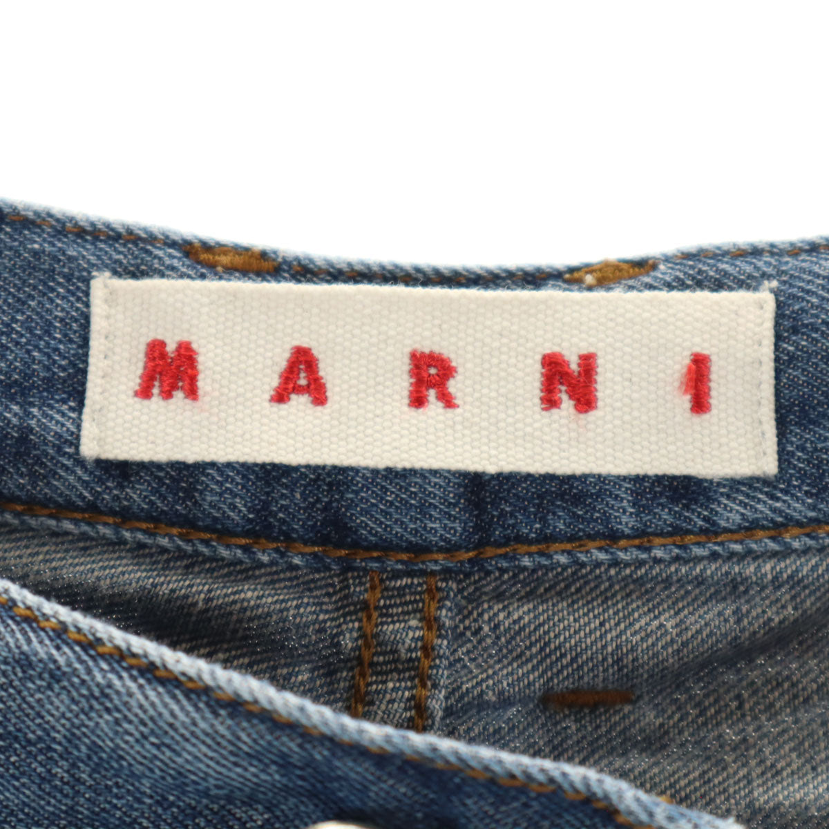 MARNI マルニ イタリア製 リネンブレンド クロップド デニムパンツ W25 ウォッシュブルー ジーンズ レディース
