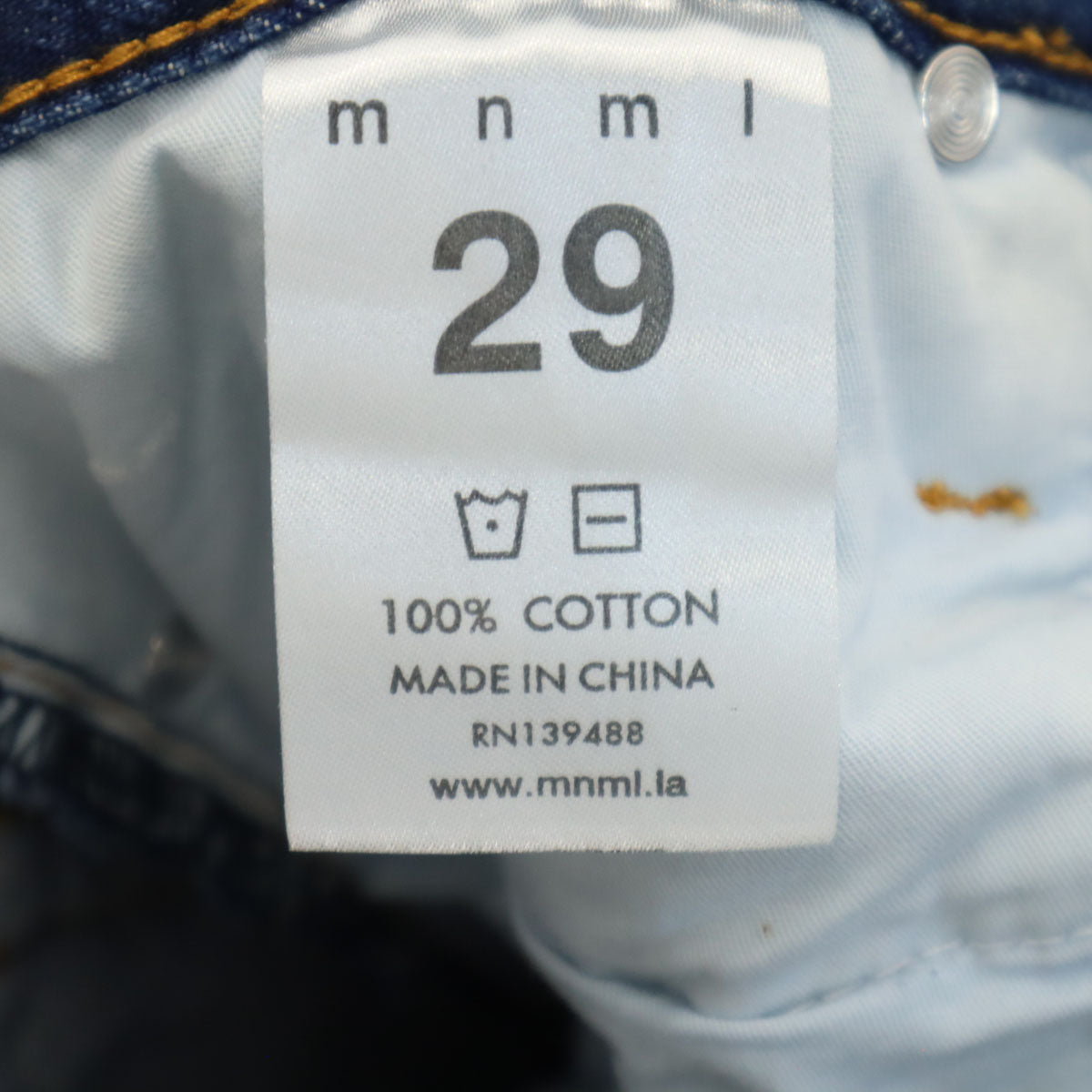 mnml ミニマル ブリーチ加工 スキニーデニムパンツ w29 ボタンフライ ジーンズ メンズ