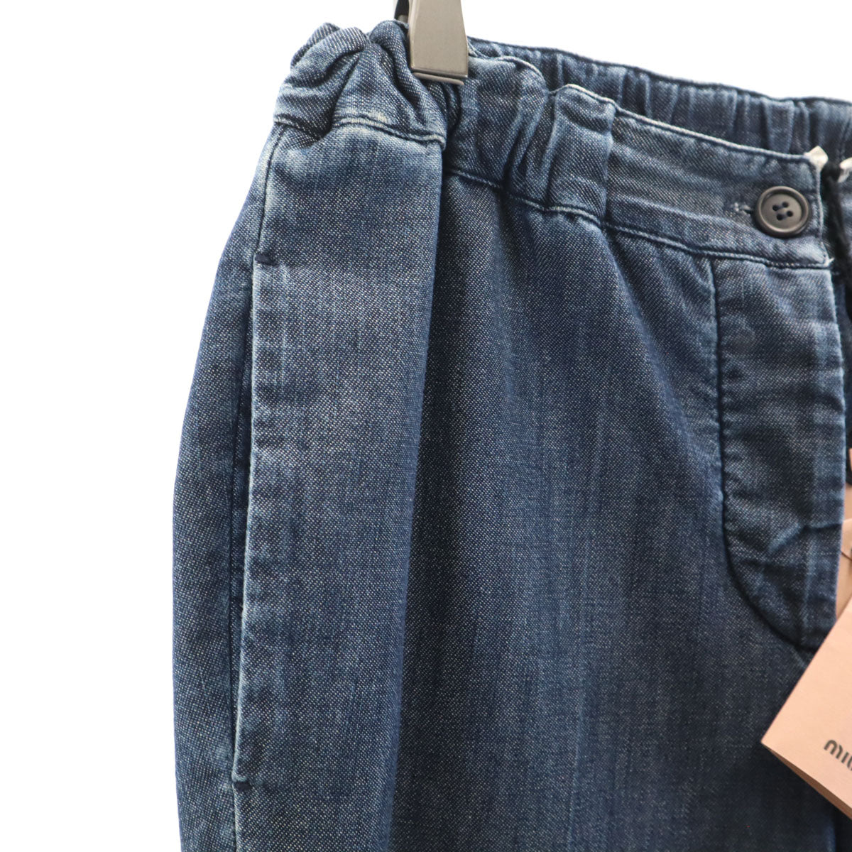 MIUMIU ミュウミュウ イタリア製 デニムライク イージー アンクルパンツ 38 ネイビー レディース