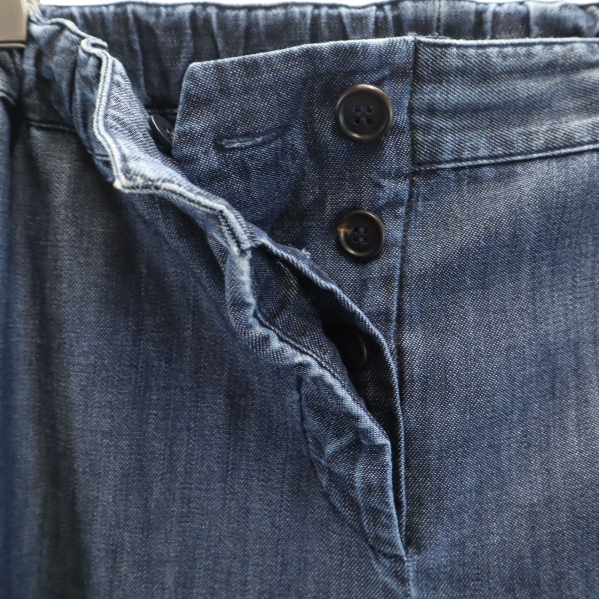 MIUMIU ミュウミュウ イタリア製 デニムライク イージー アンクルパンツ 38 ネイビー レディース