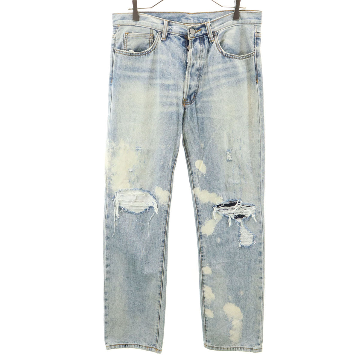 mnml ミニマル ダメージ加工 ストレートデニムパンツ w31 ジーンズ ボタンフライ メンズ