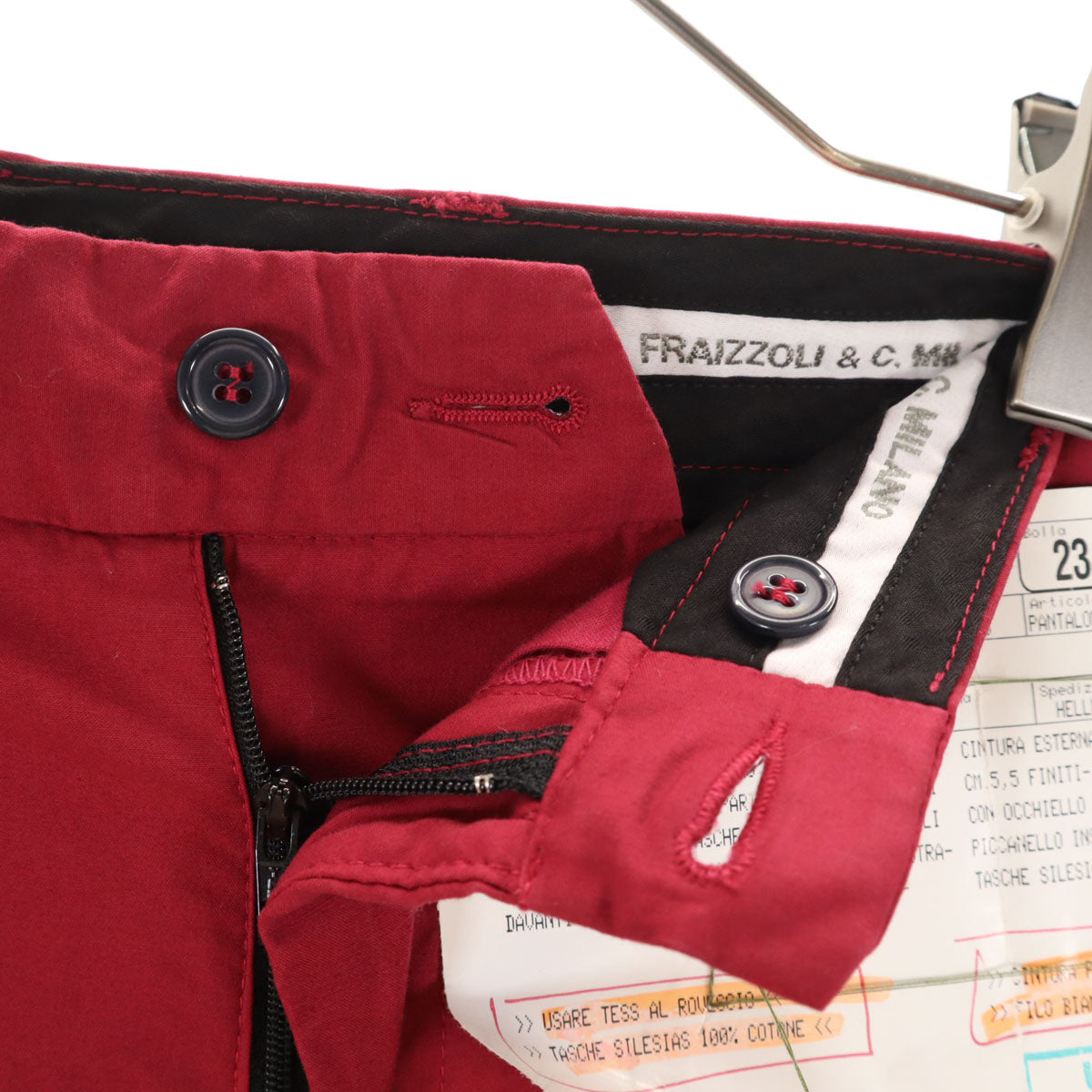 未使用 Fraizzoli フライツォーリ & C. MILANO イタリア製 ストレッチ ストレートパンツ 46 レッド系 聖林公司 メンズ
