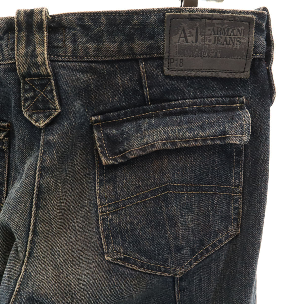 ARMANI JEANS アルマーニジーンズ イタリア製 INDIGO 003 ストレートデニムパンツ 42 インディゴ ジーンズ レディース