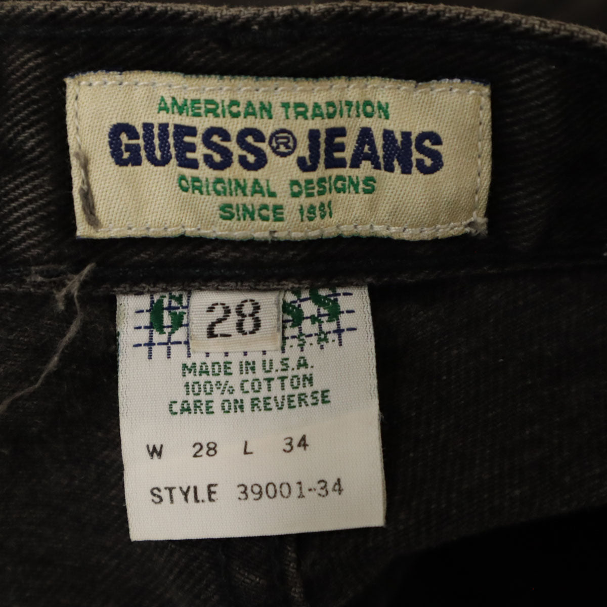 GUESS JEANS ゲスジーンズ 90s USA製 オールド デニムパンツ W28 ブラック ジーンズ メンズ