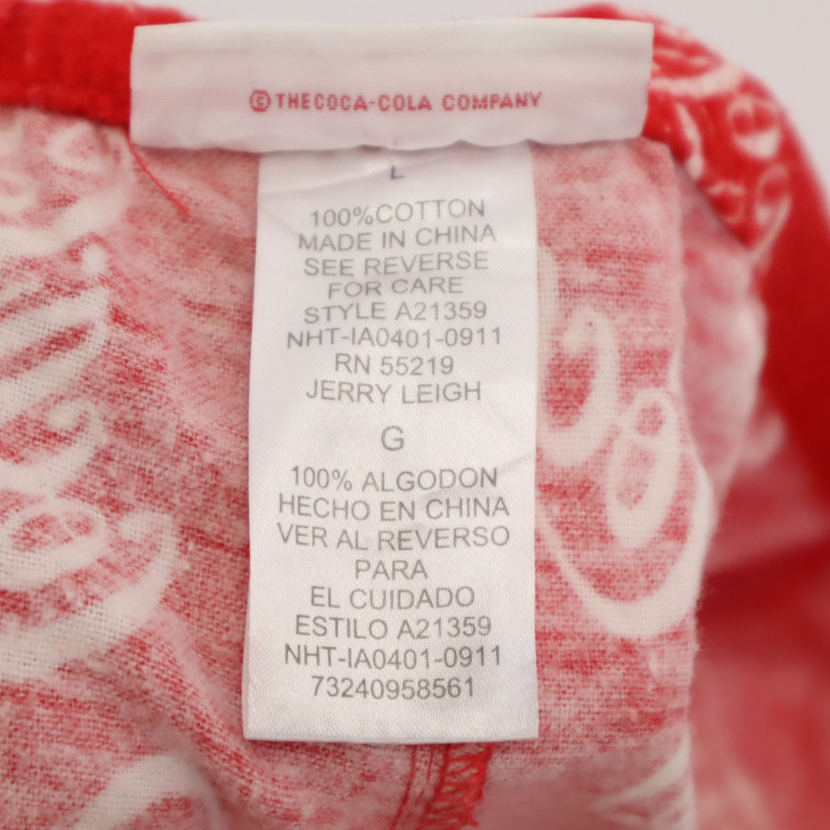 CocaCola コカコーラ 総ロゴ コットンネル パジャマ パンツ L レッド ユニセックス メンズ