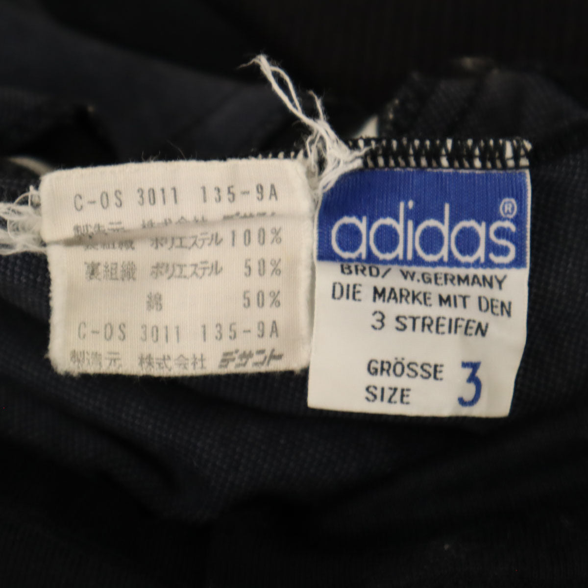 adidas アディダス 70s 西ドイツタグ ヴィンテージ ロングジャージパンツ 3 ブラック デサント メンズ