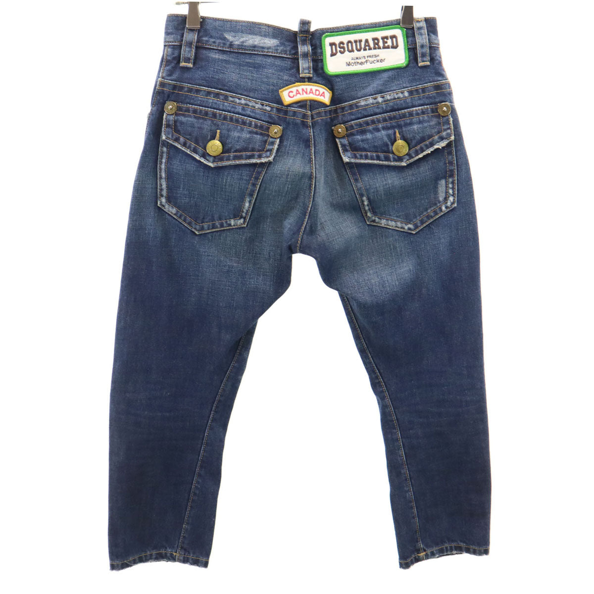 DSQUARED2 ディースクエアード イタリア製 ワッペン ヴィンテージ加工 デニムパンツ 38 インディゴブルー ジーンズ レディース