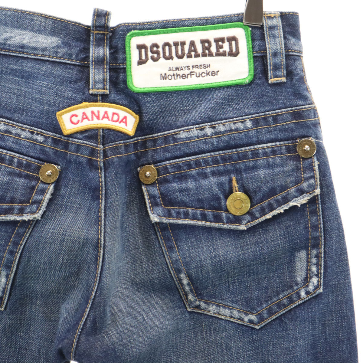 DSQUARED2 ディースクエアード イタリア製 ワッペン ヴィンテージ加工 デニムパンツ 38 インディゴブルー ジーンズ レディース