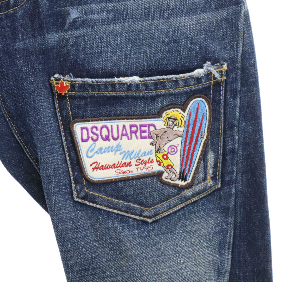 DSQUARED2 ディースクエアード イタリア製 ワッペン ヴィンテージ加工 デニムパンツ 38 インディゴブルー ジーンズ レディース